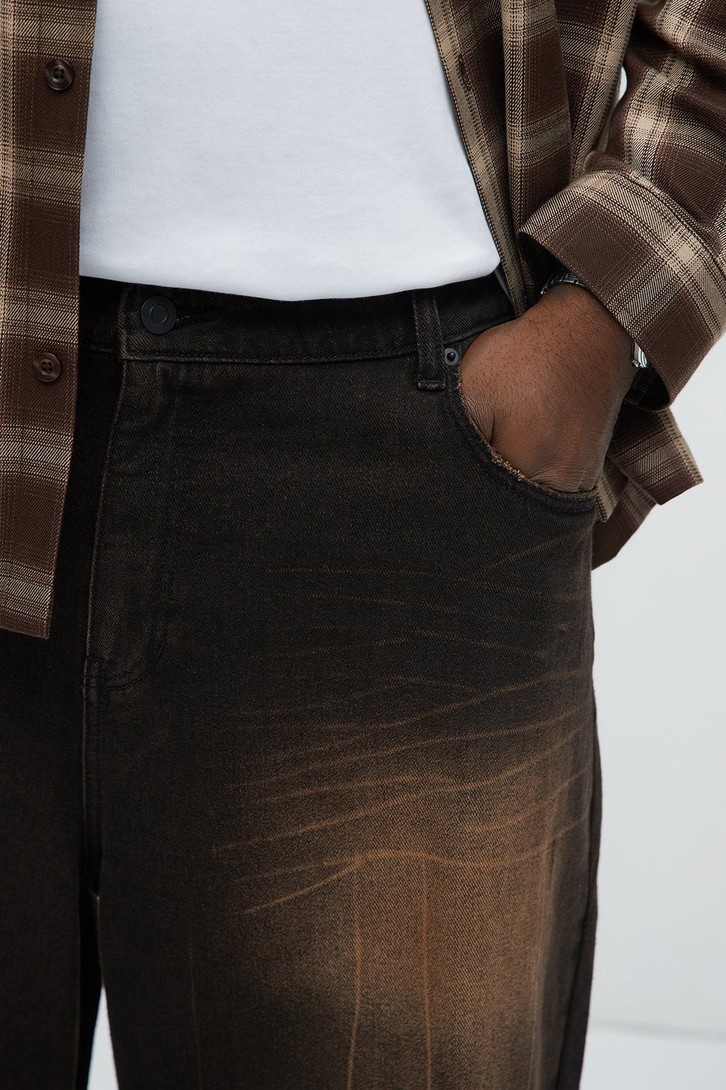 Sun Bleached Baggy Jeans - Dark Brown
