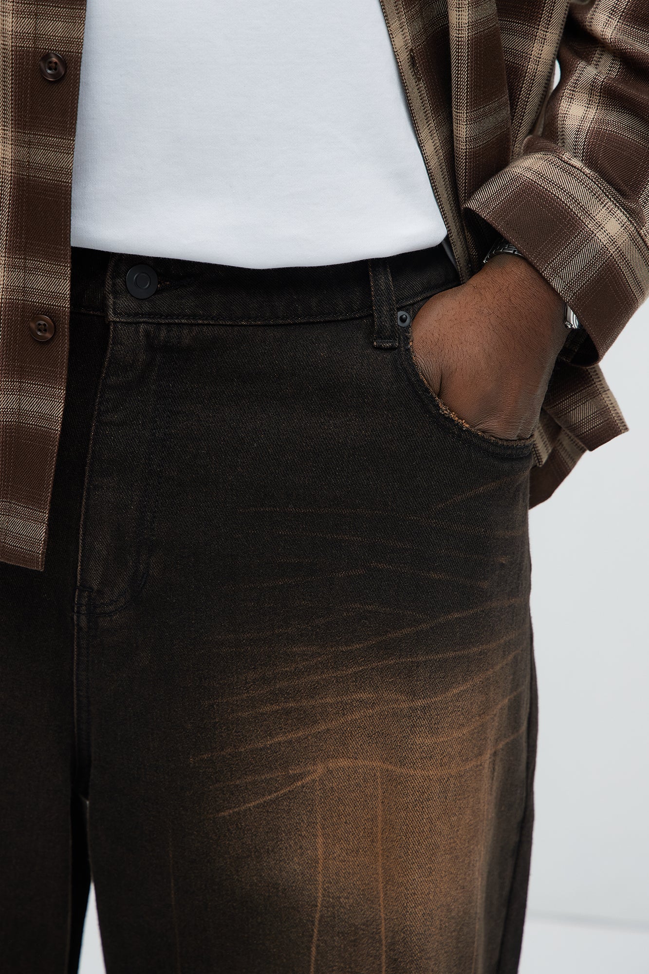 Sun Bleached Baggy Jeans - Dark Brown