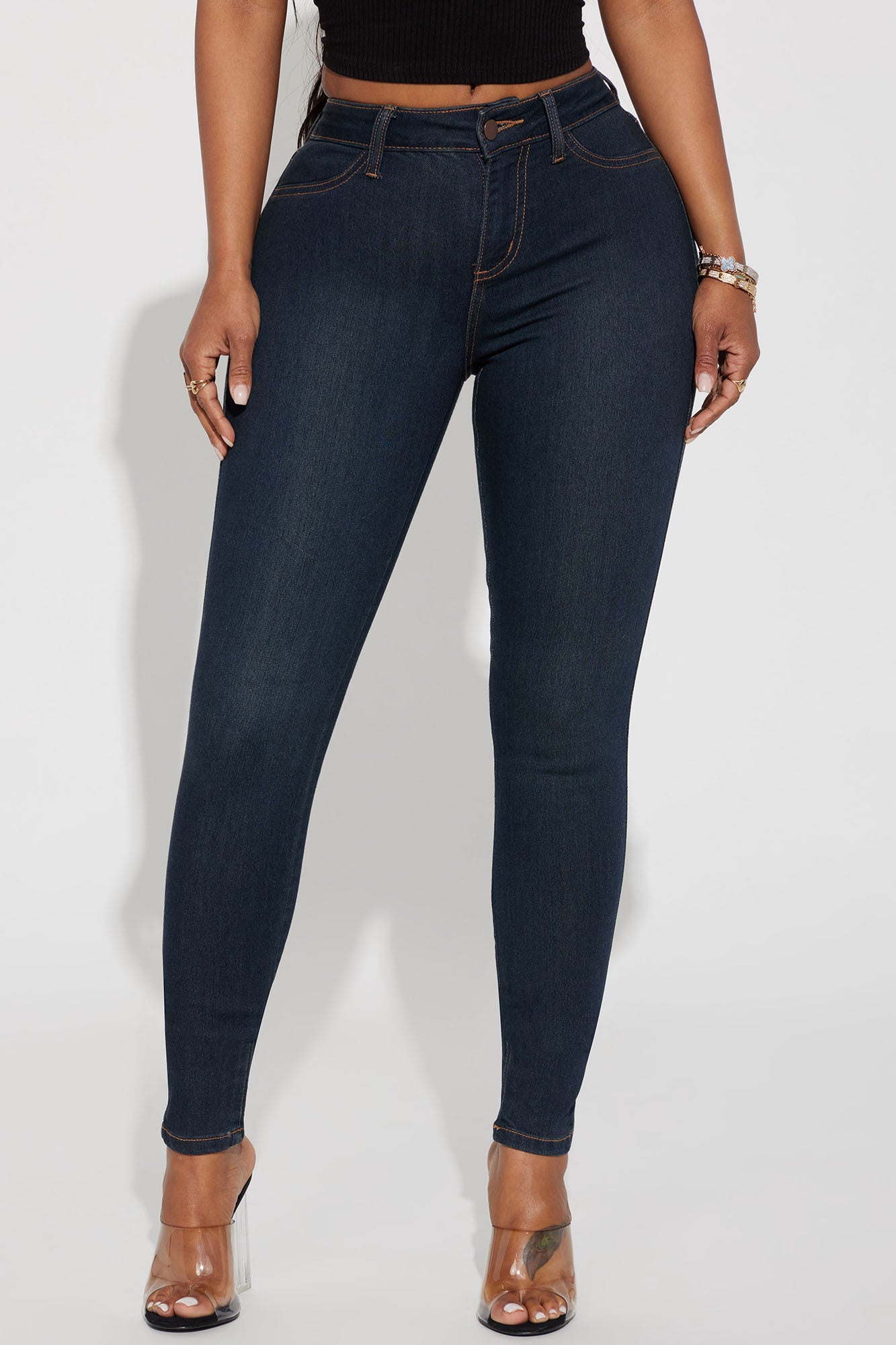 Classic Mid Rise Skinny Jeans - Dark Denim