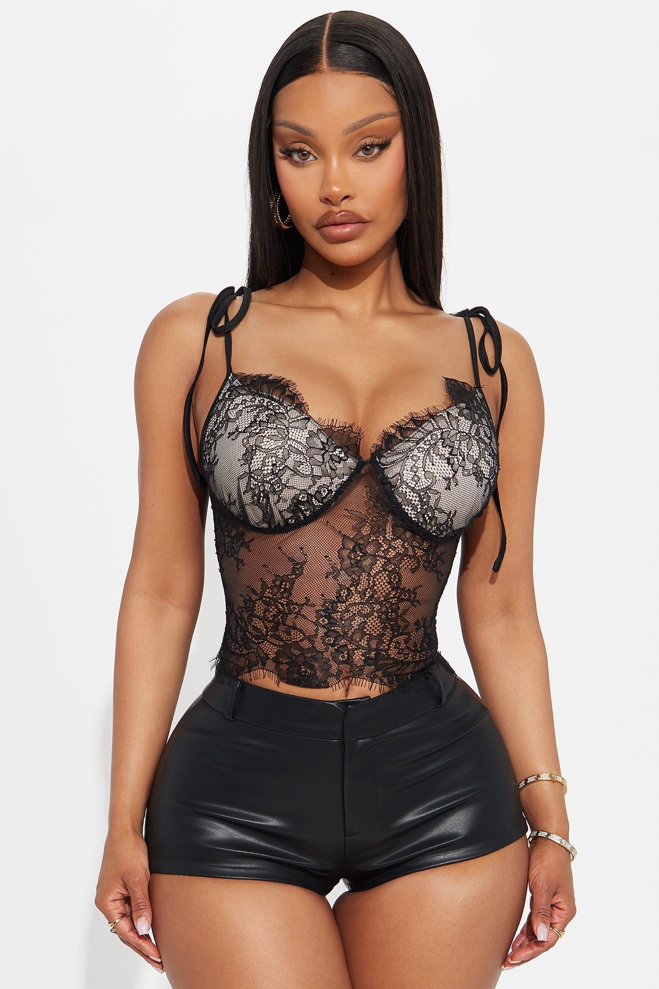 Inaya Sheer Lace Top - Black