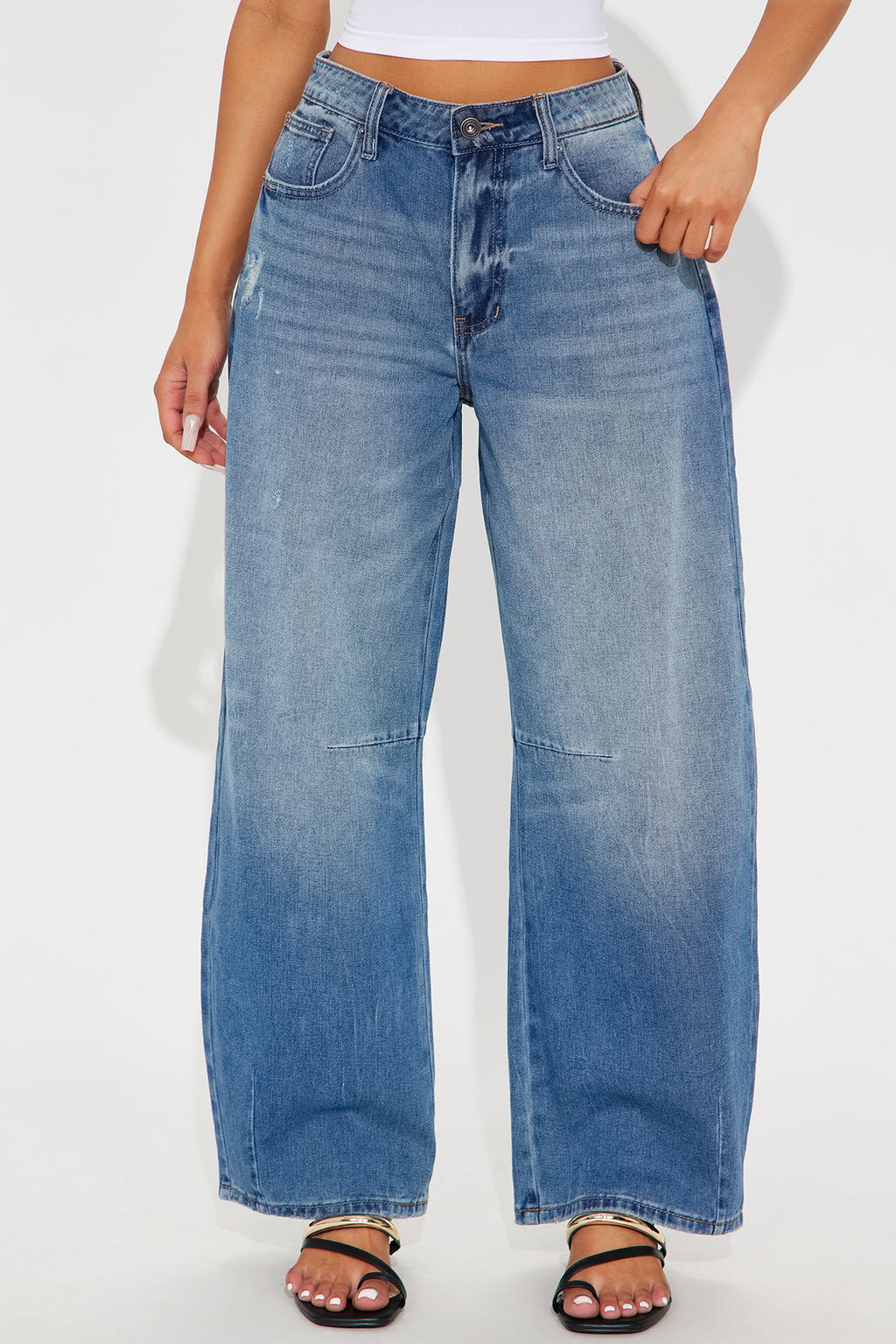 Harper Barrel Leg Jeans - Medium Wash