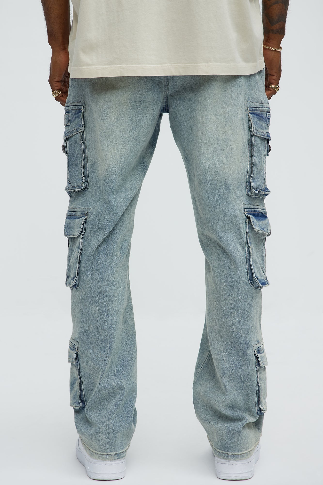 Bidding Straight Cargo Jeans - Light Wash