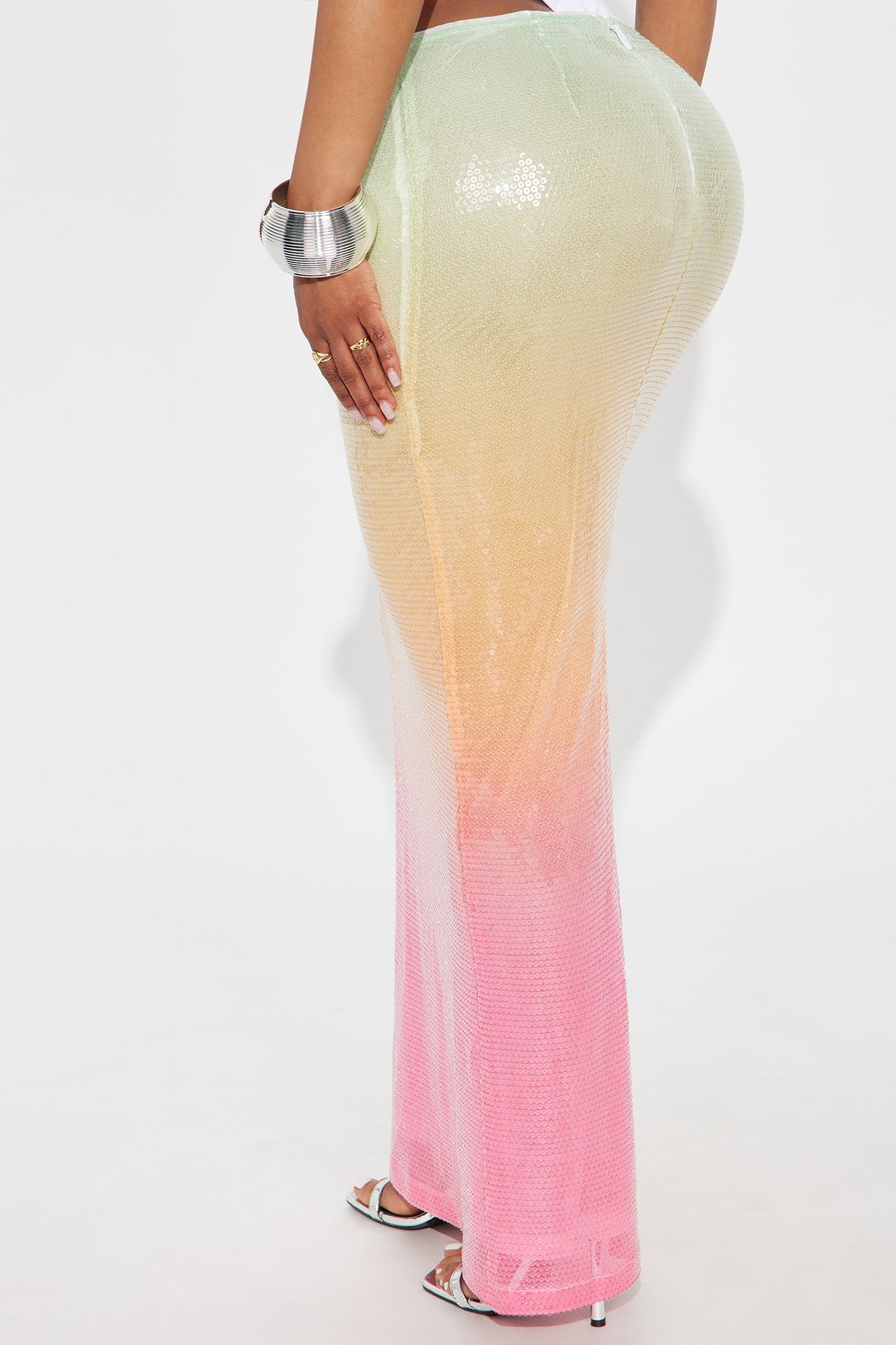 Tequila Sunset Sequin Ombre Maxi Skirt - Multi Color
