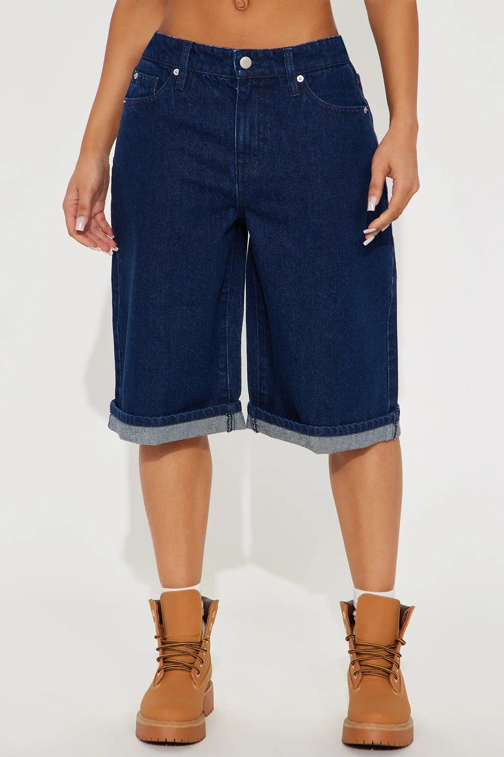 Hustle Mode Denim Jorts - Dark Wash 