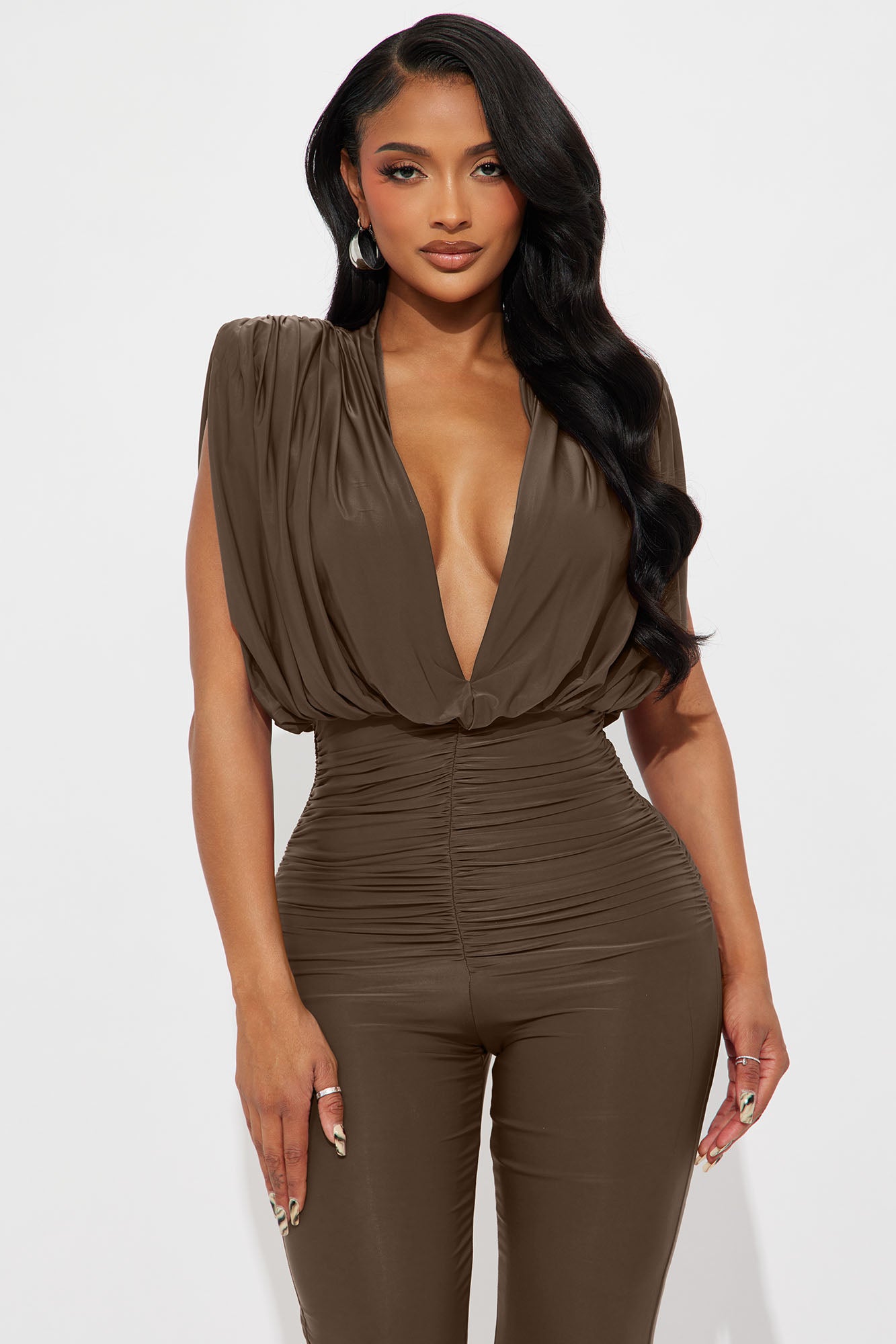 Sleek Seduction Jumpsuit - Brown