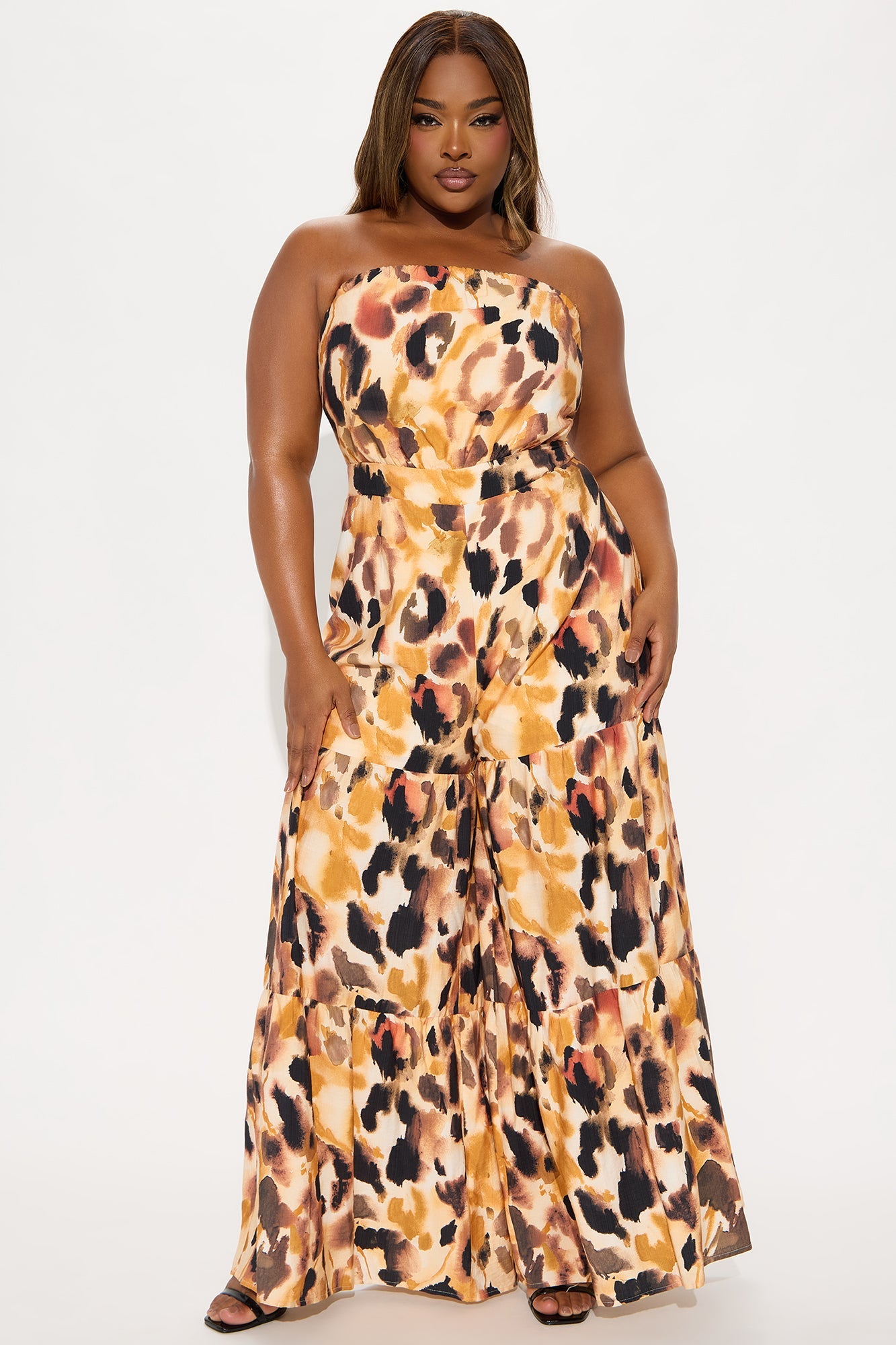 Octavia Wide Leg Tiered Jumpsuit - Leopard