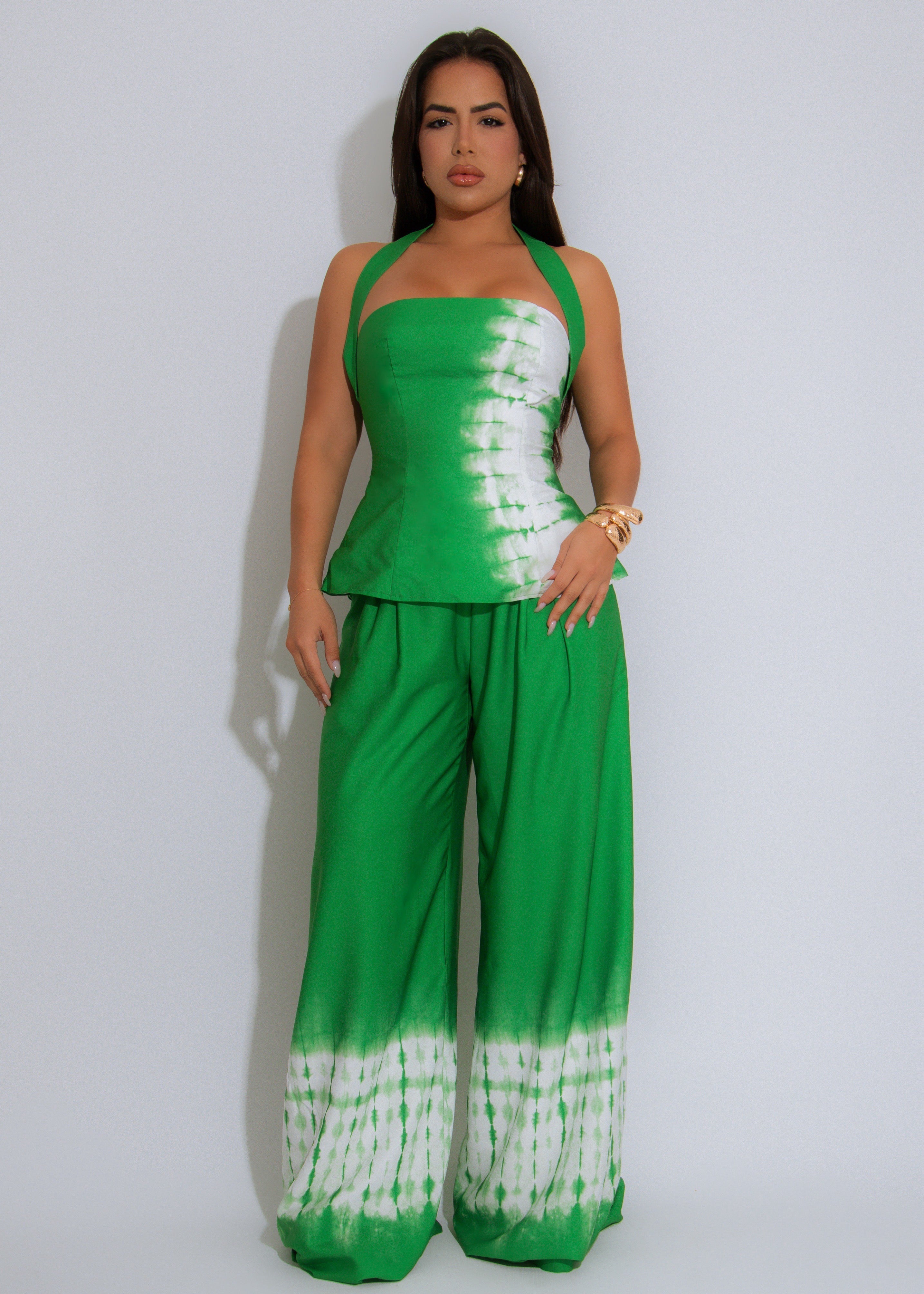 Palm Mirage Pant Set Green