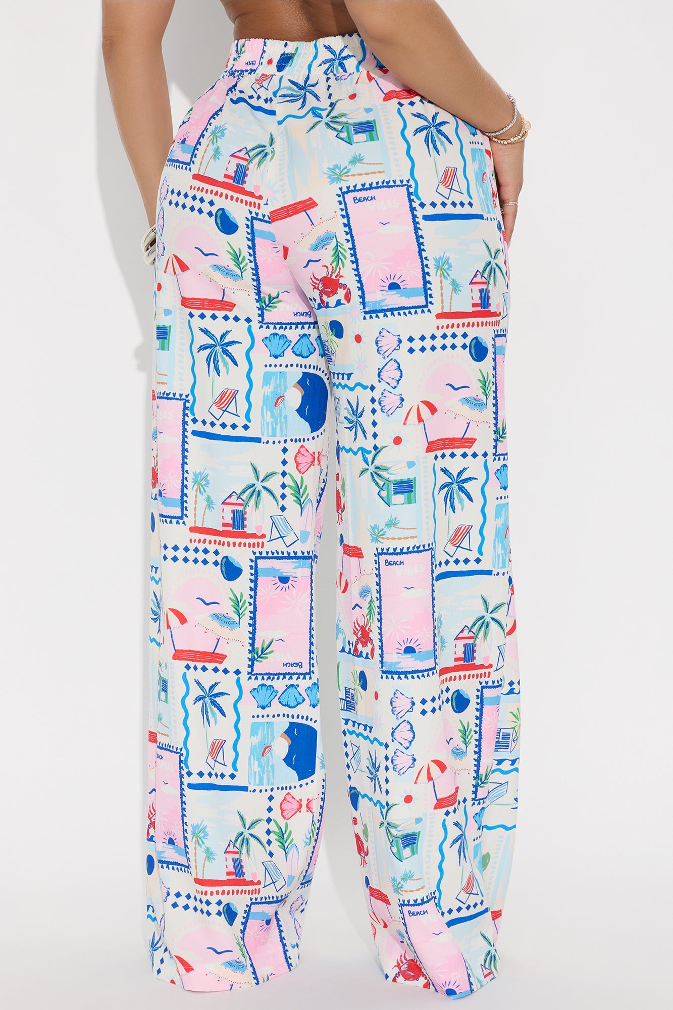 Only Beach Vibes Wide Leg Airflow Pant - White/combo