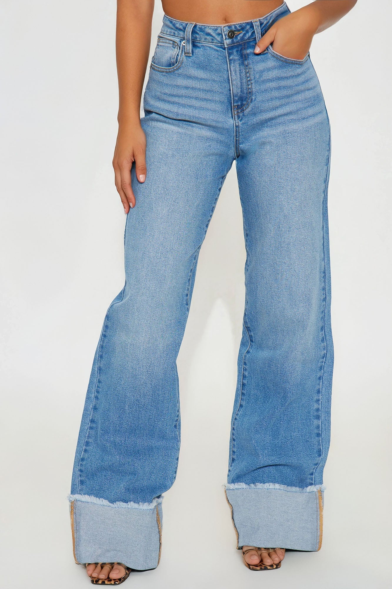 Tall All The While Cuffed Wide Leg Jeans - Light Wash