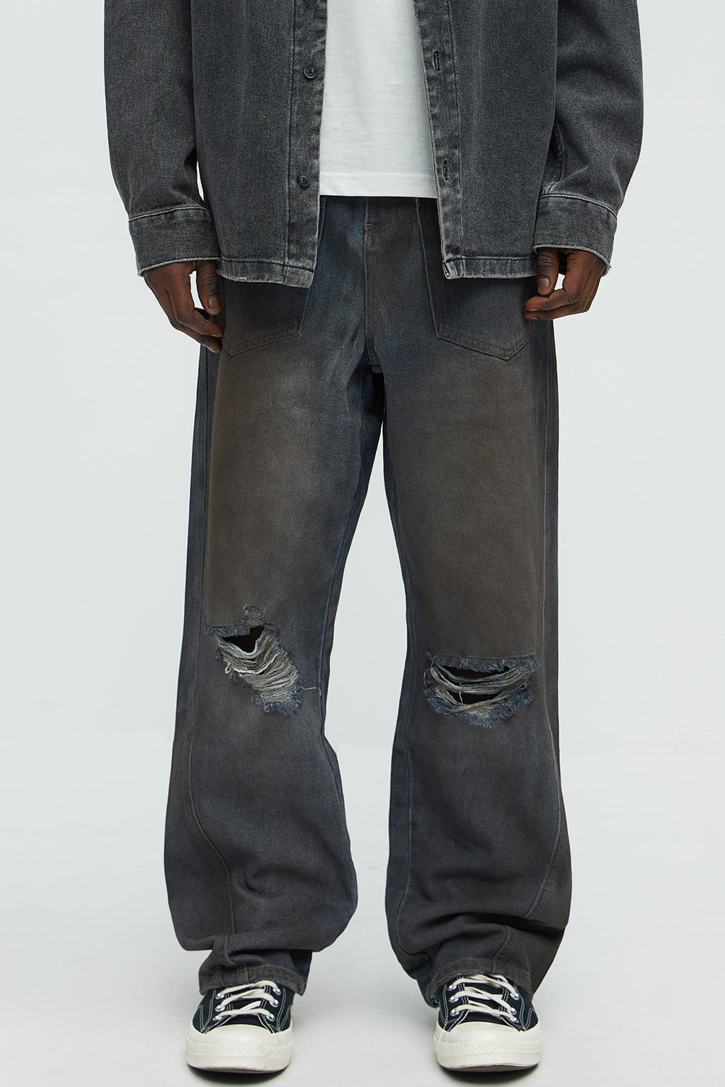 Be Up Front Dirty Baggy Jeans - Dark Wash