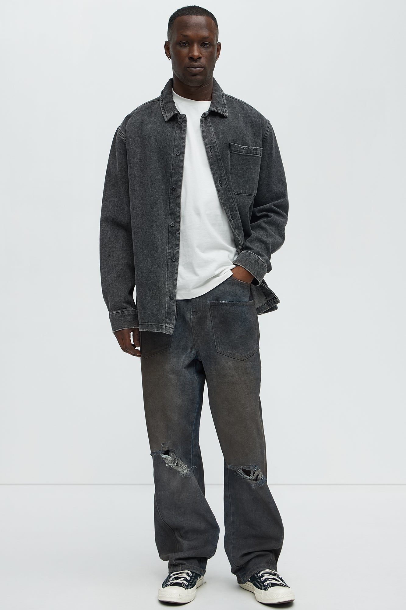 Be Up Front Dirty Baggy Jeans - Dark Wash