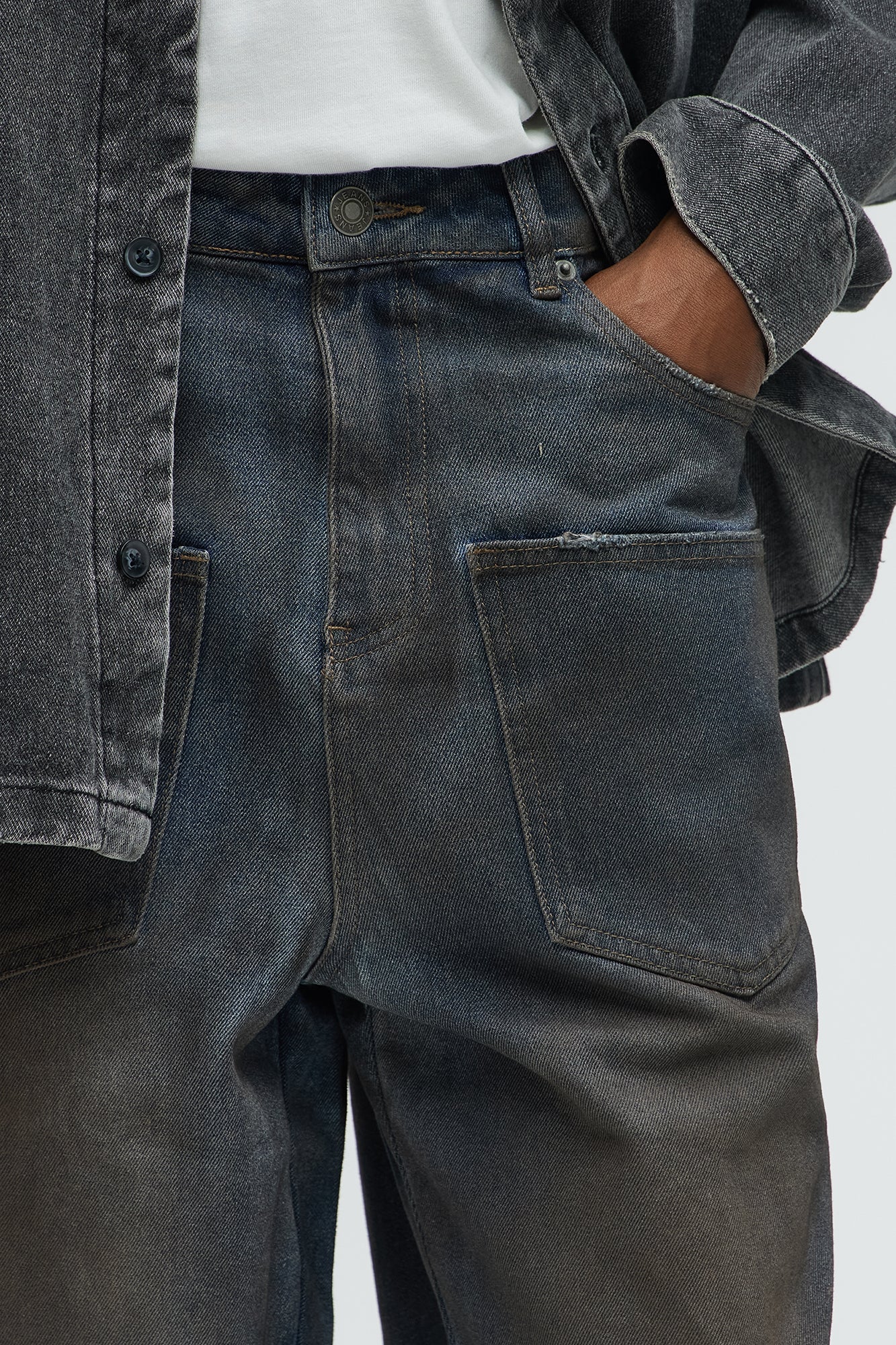 Be Up Front Dirty Baggy Jeans - Dark Wash