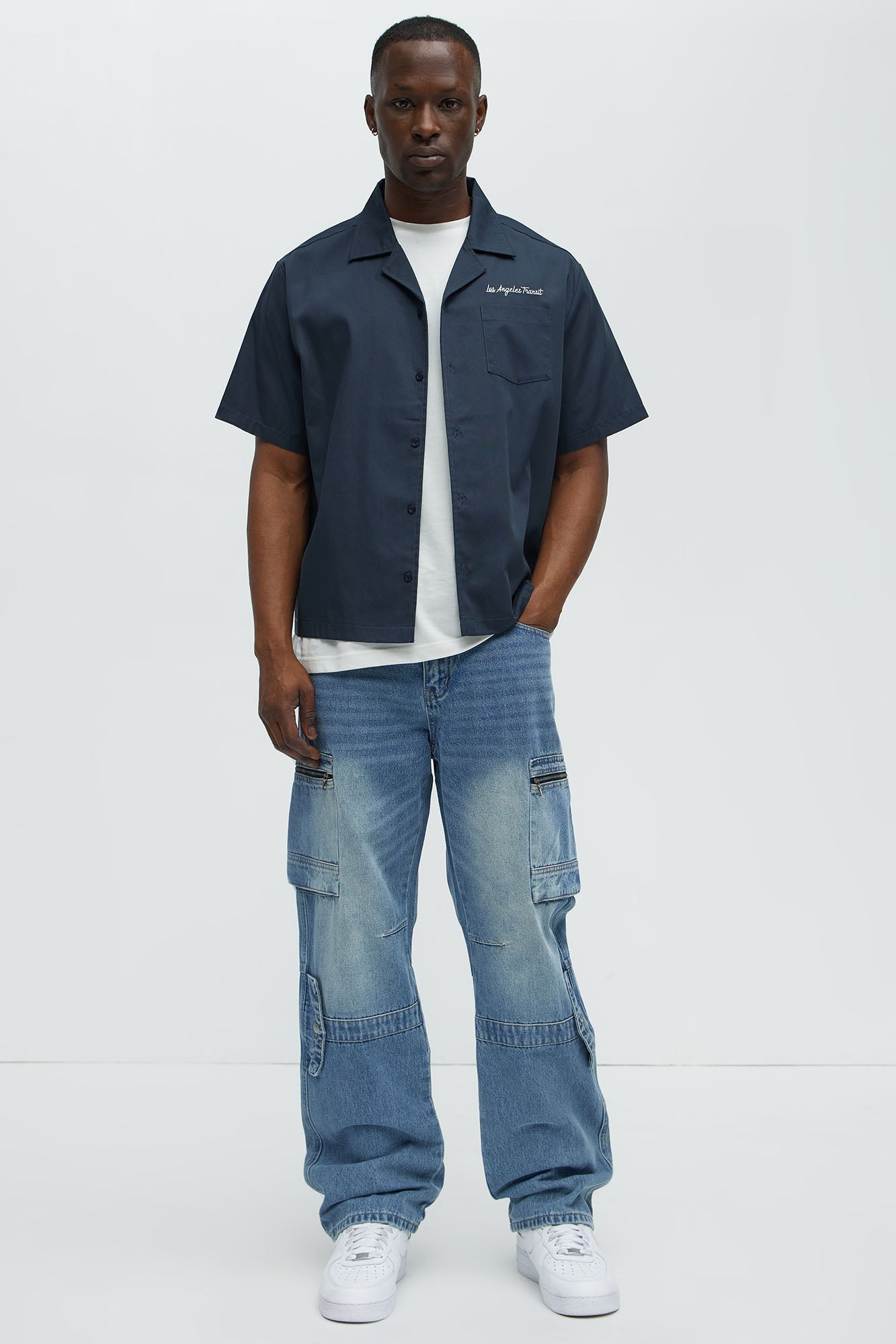 Already Over It Straight Cargo Jeans - Medium Blue Wash