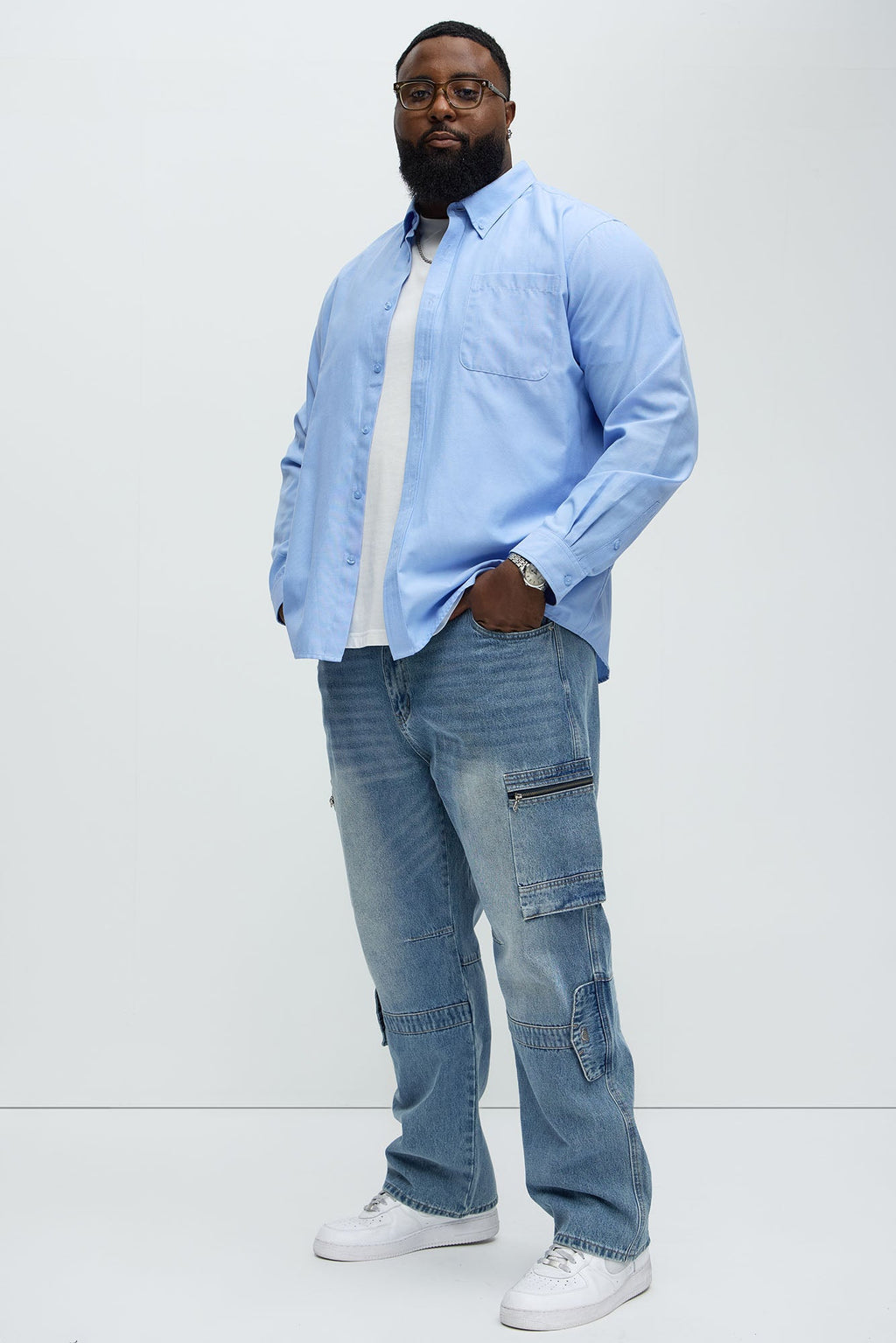 Already Over It Straight Cargo Jeans - Medium Blue Wash