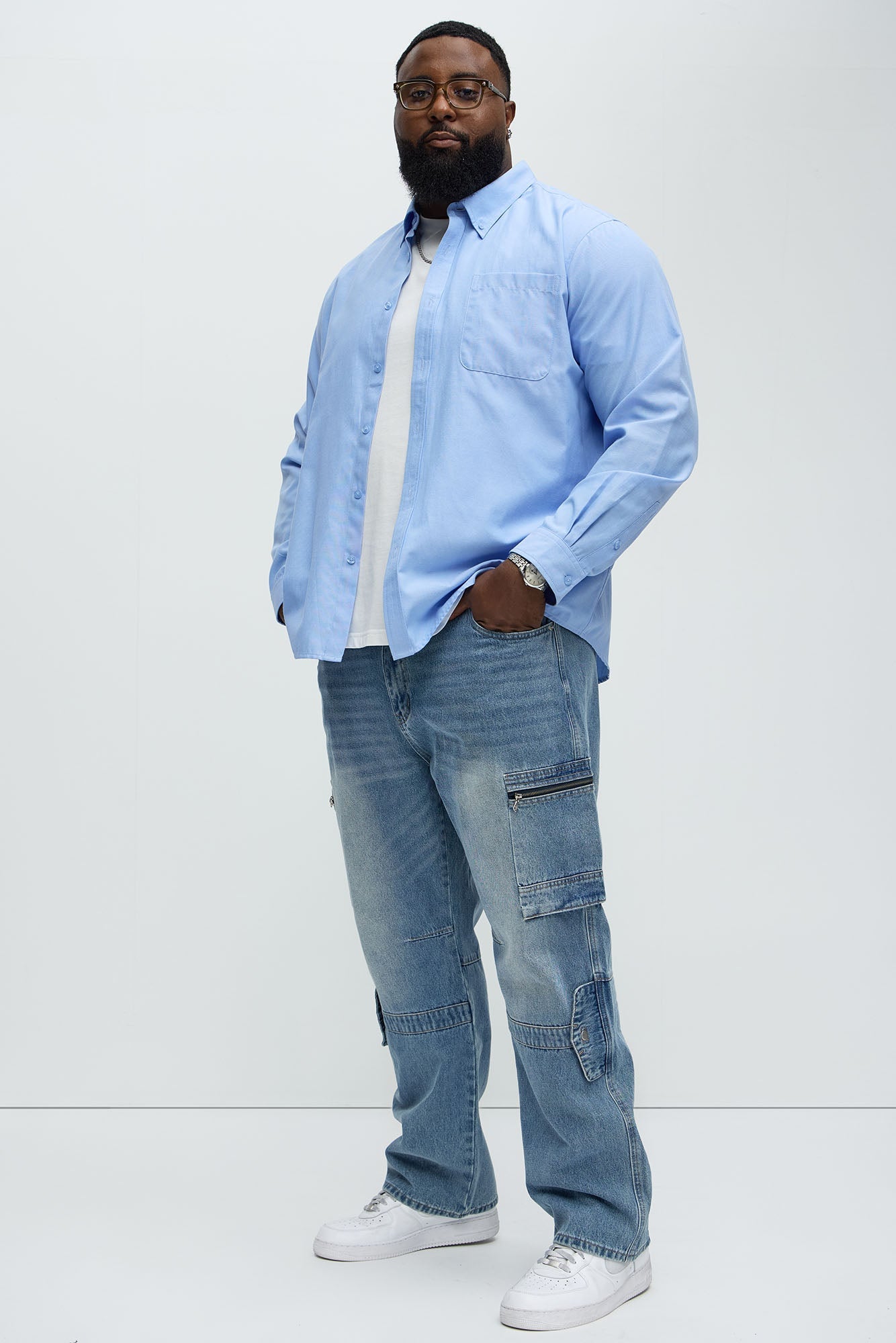 Already Over It Straight Cargo Jeans - Medium Blue Wash