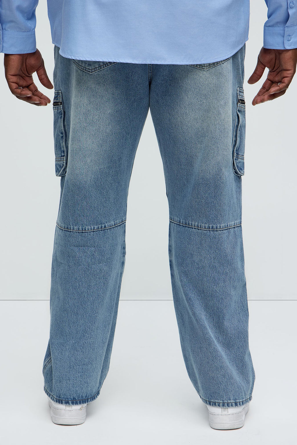 Already Over It Straight Cargo Jeans - Medium Blue Wash