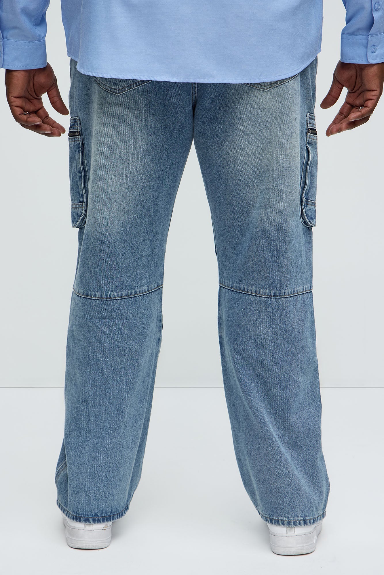 Already Over It Straight Cargo Jeans - Medium Blue Wash