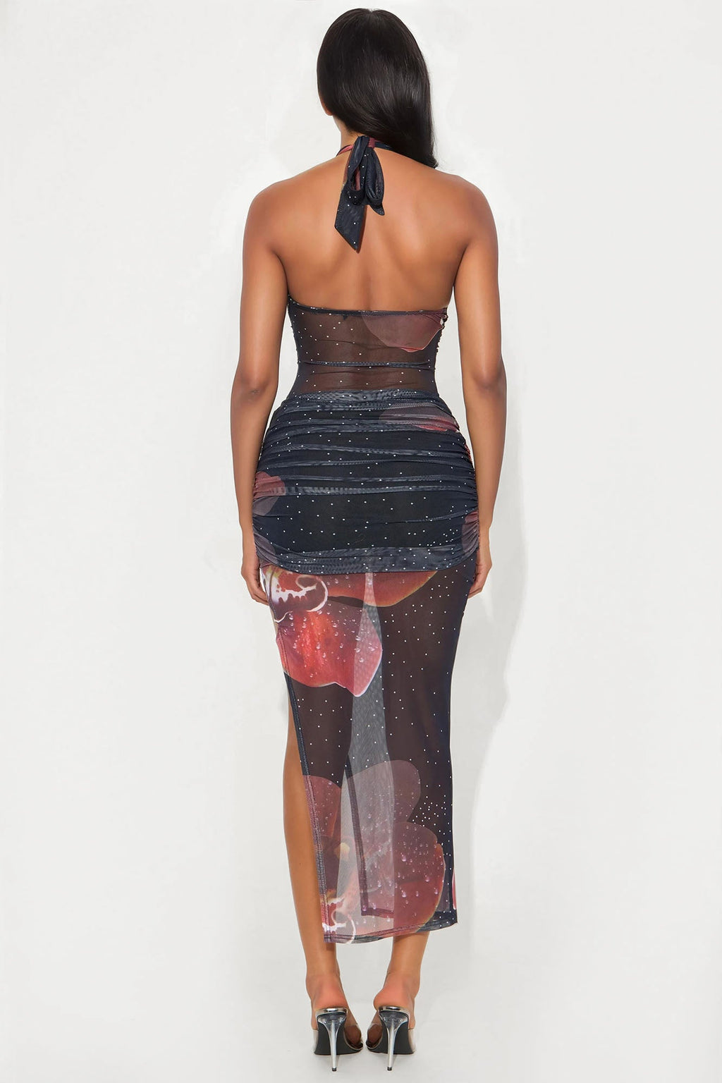 Rayna Mesh Maxi Dress - Black/combo