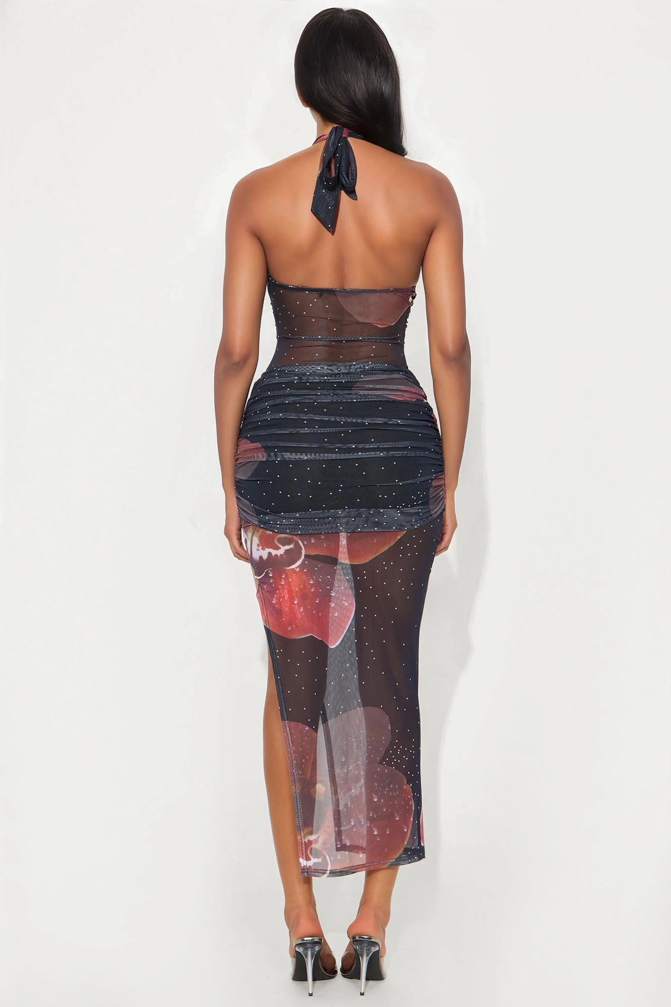 Rayna Mesh Maxi Dress - Black/combo