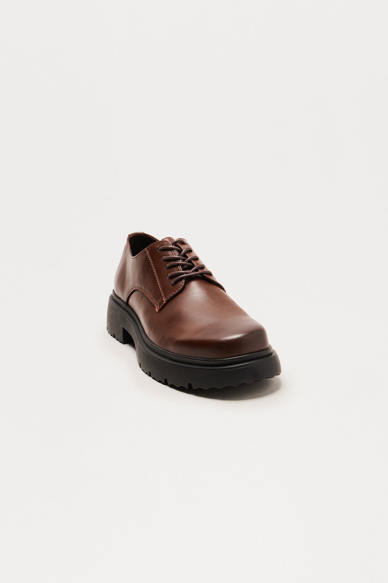 Chunky Lace Up Shoes - Brown