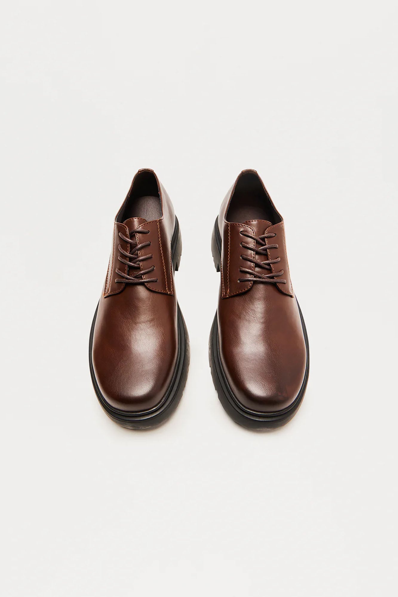 Chunky Lace Up Shoes - Brown