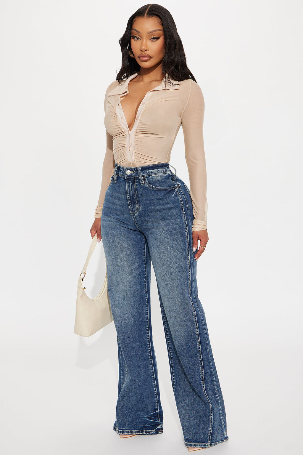 Upper West High Rise Stretch Flare Jeans - Dark Wash