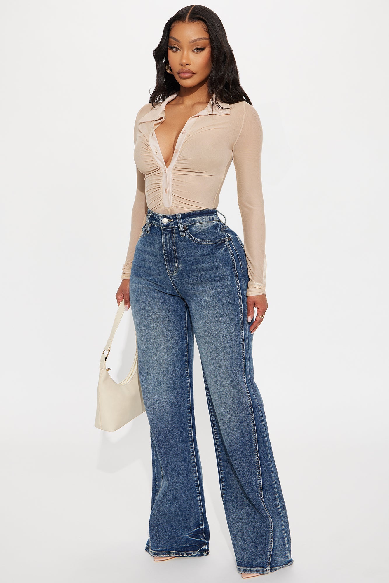 Upper West High Rise Stretch Flare Jeans - Dark Wash