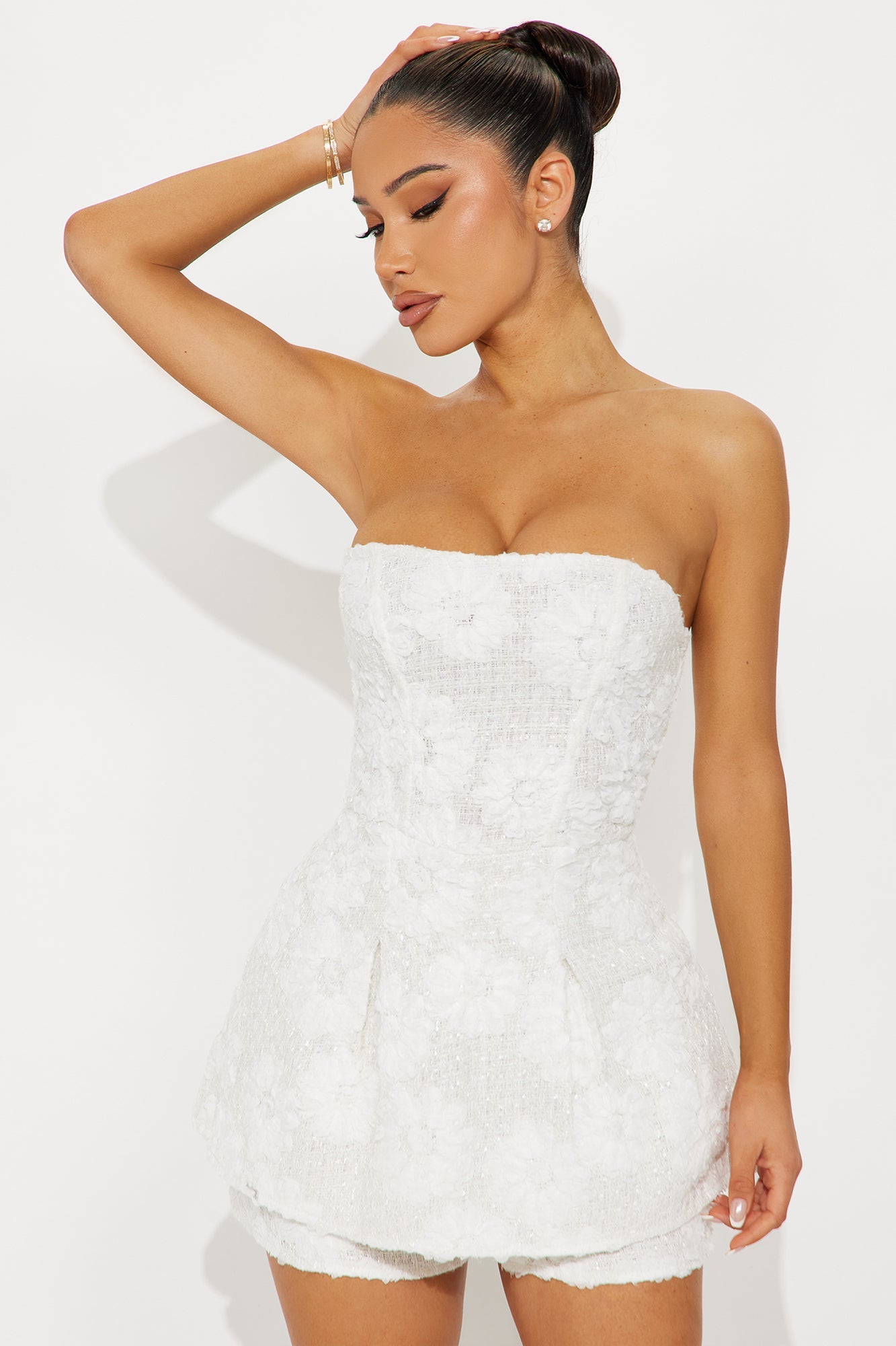 Feeling Pretty Tweed Romper - White