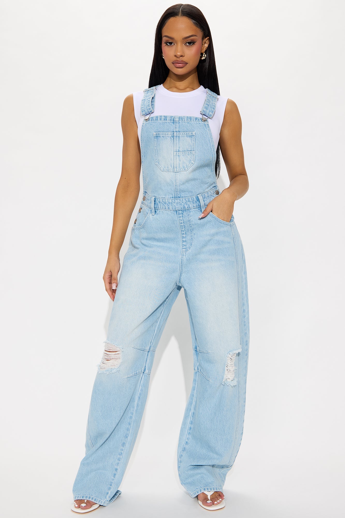 Summer Loving Ripped Overall Denim Jeans II - Light Wash
