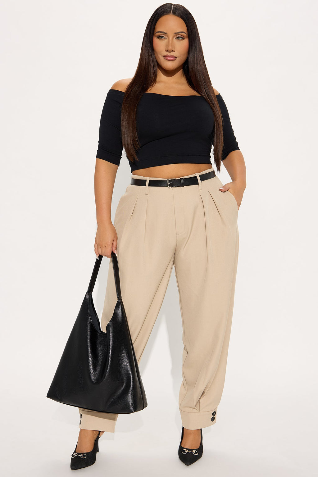 Helena Belted Trouser Pant - Khaki