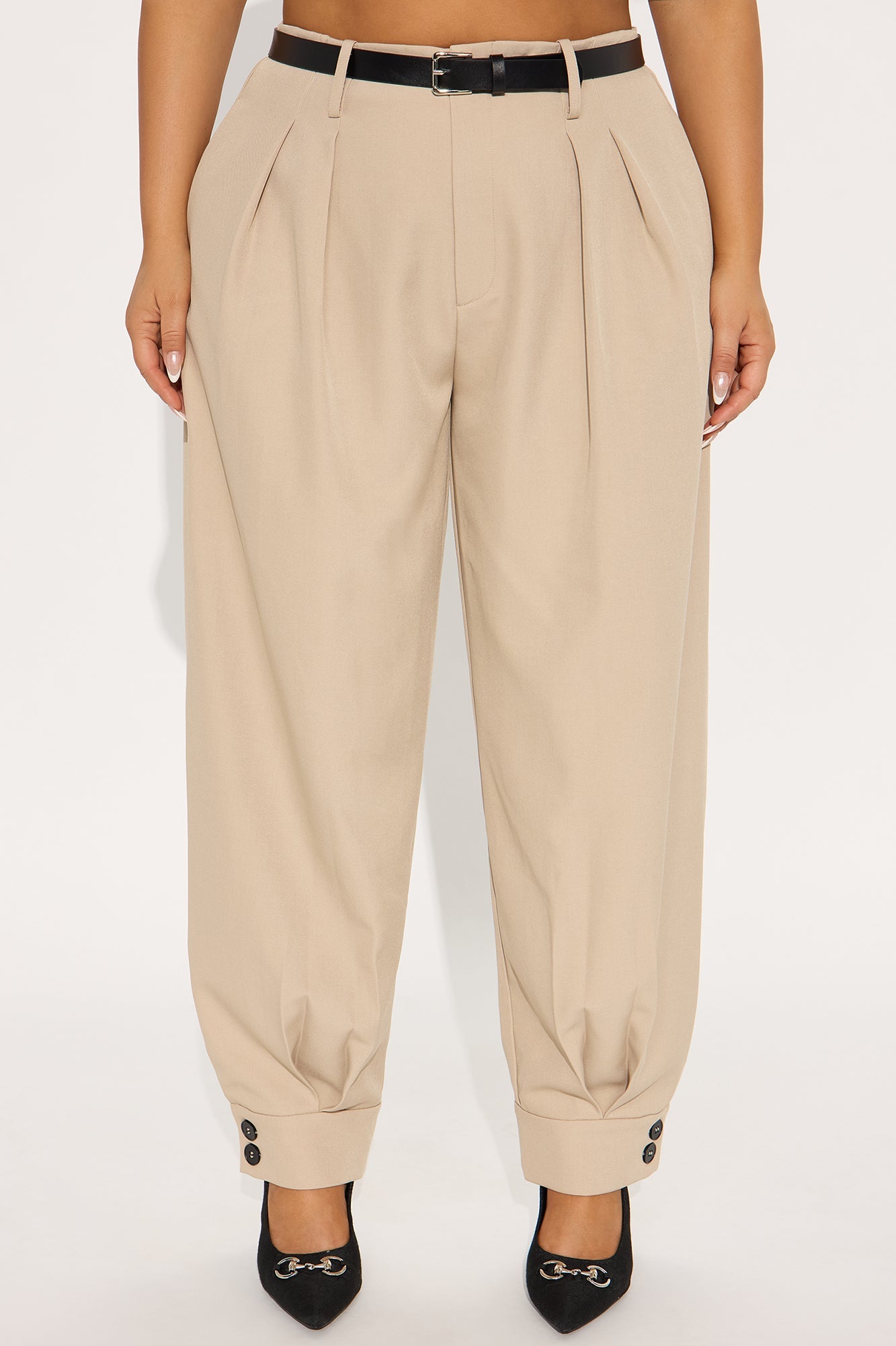 Helena Belted Trouser Pant - Khaki
