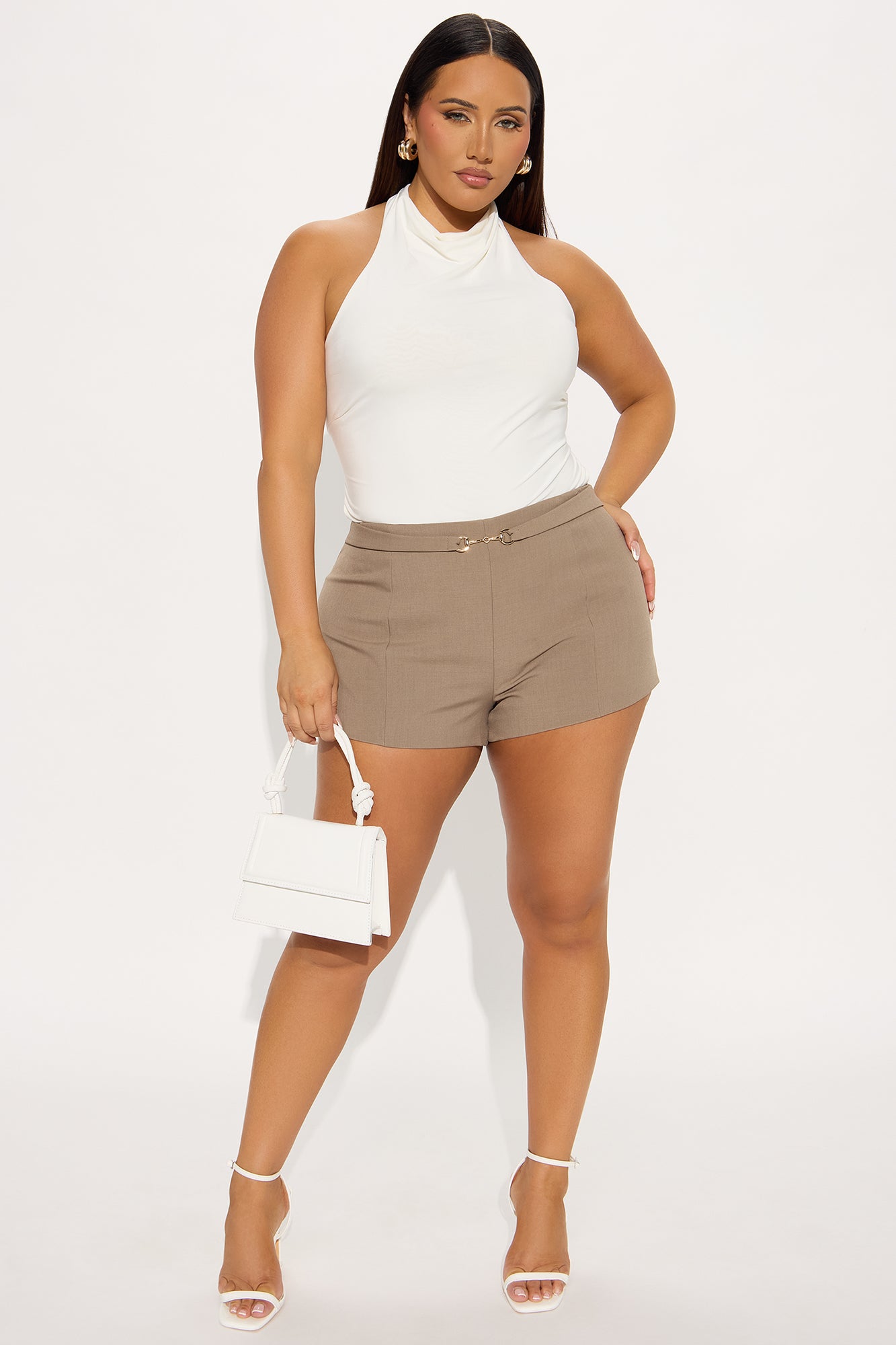 Business Only Belted Micro Trouser Short - Taupe