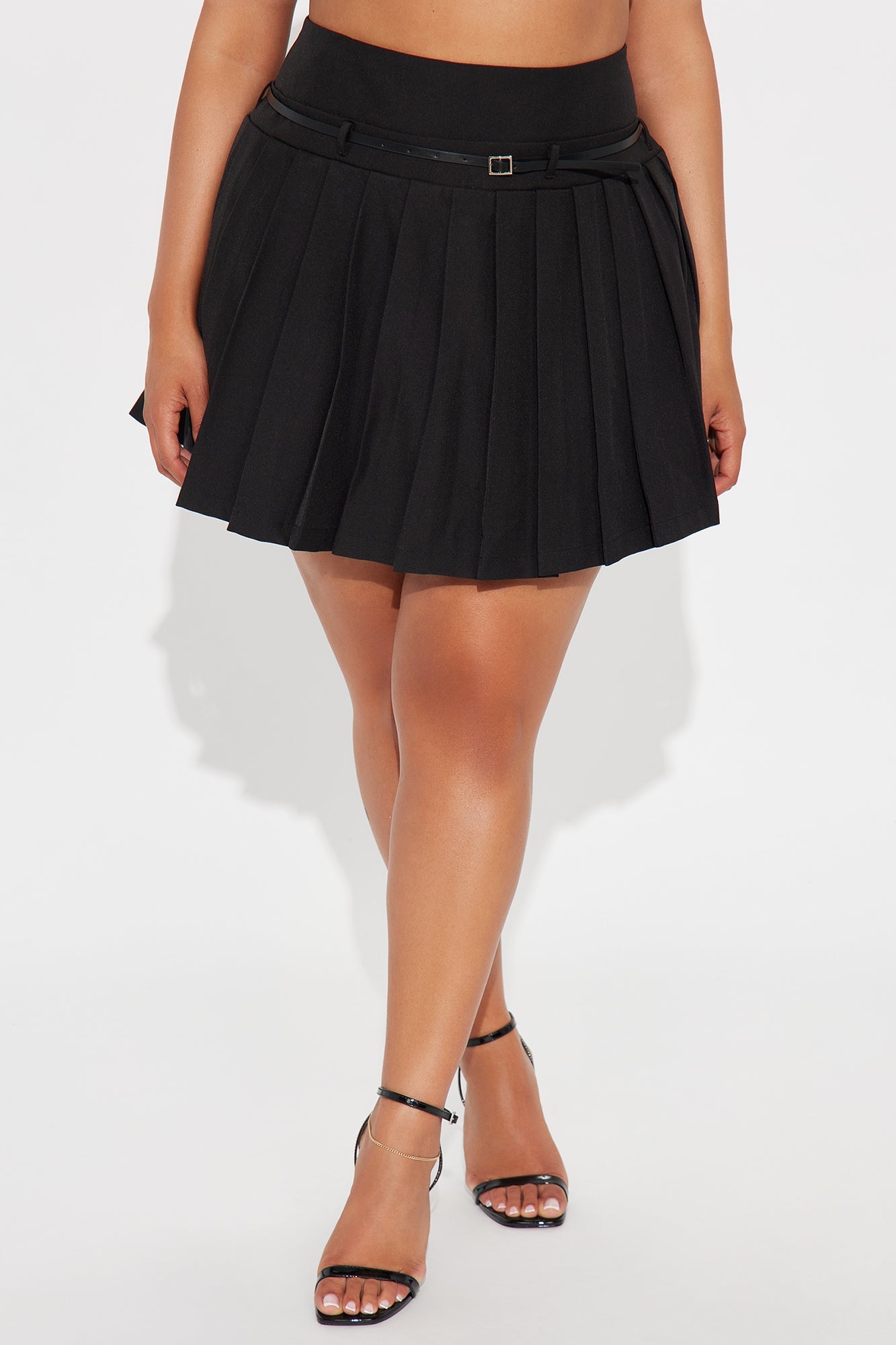 Nikita Double Waistband Pleated Mini Skirt - Black