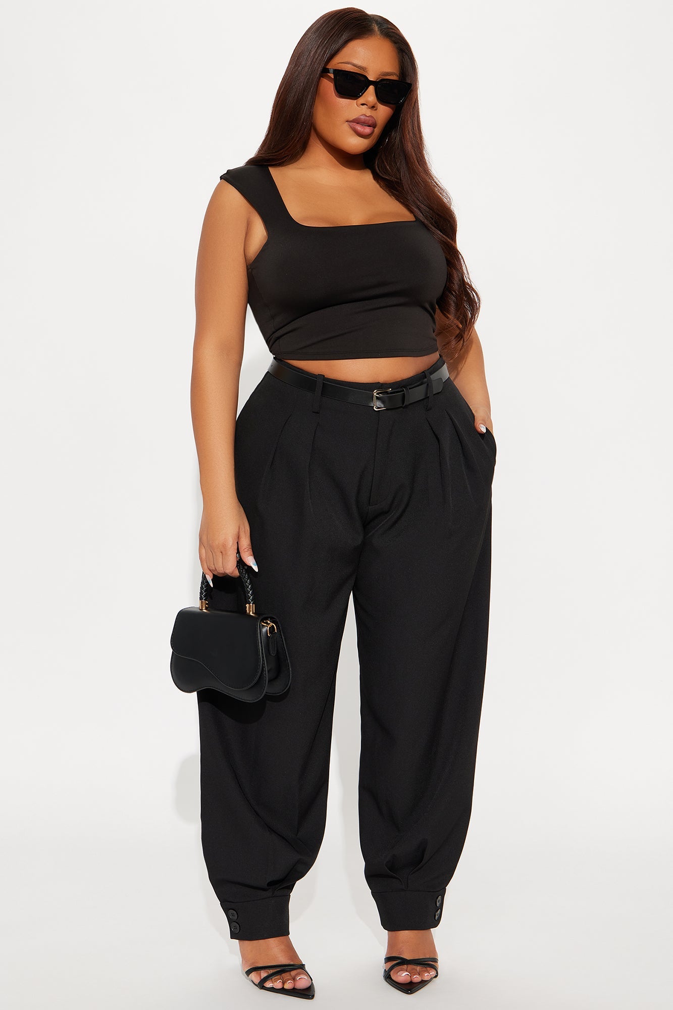 Helena Belted Trouser Pant - Black