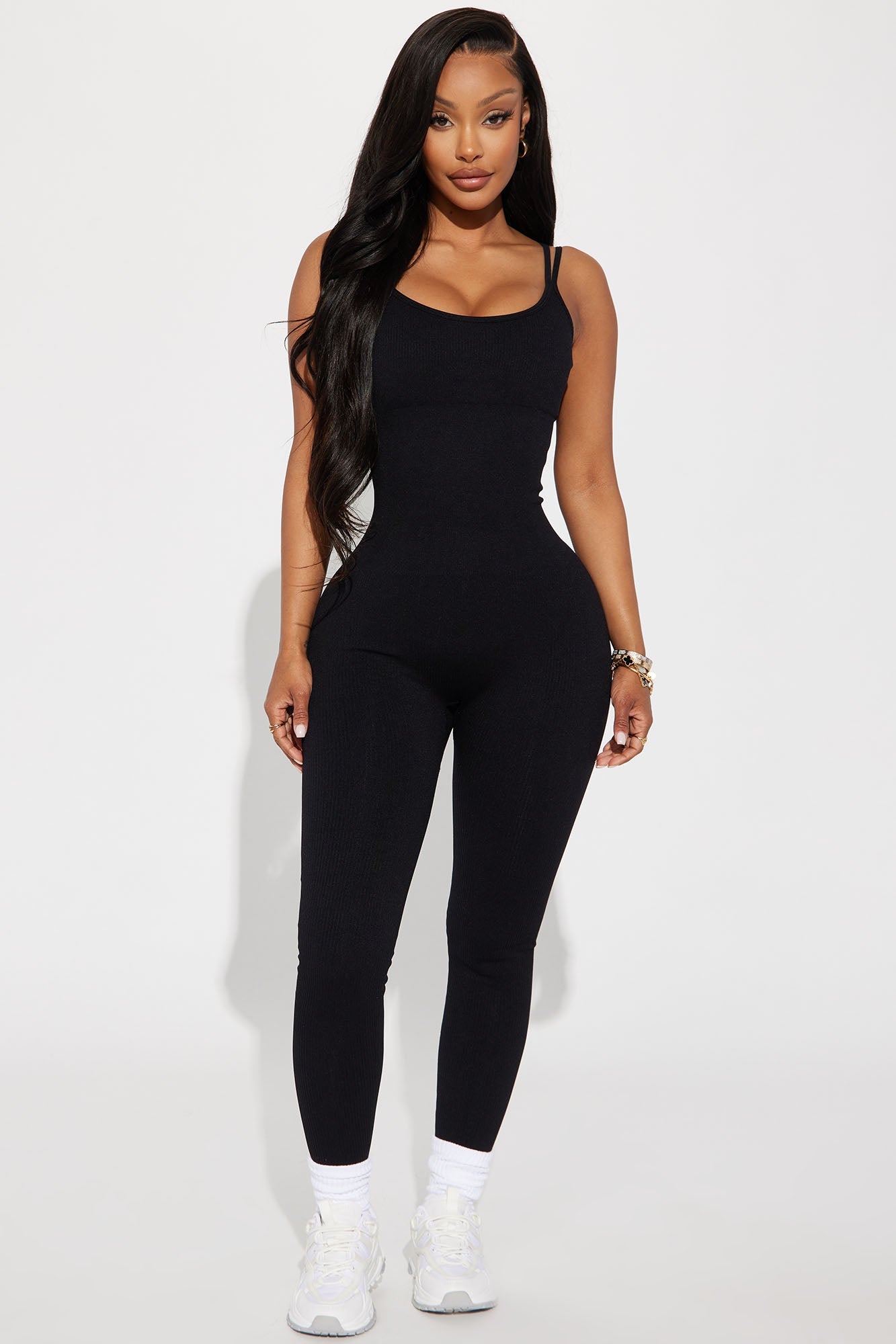 Effortless Joyce Ribbed Seamless Jumpsuit - Black
