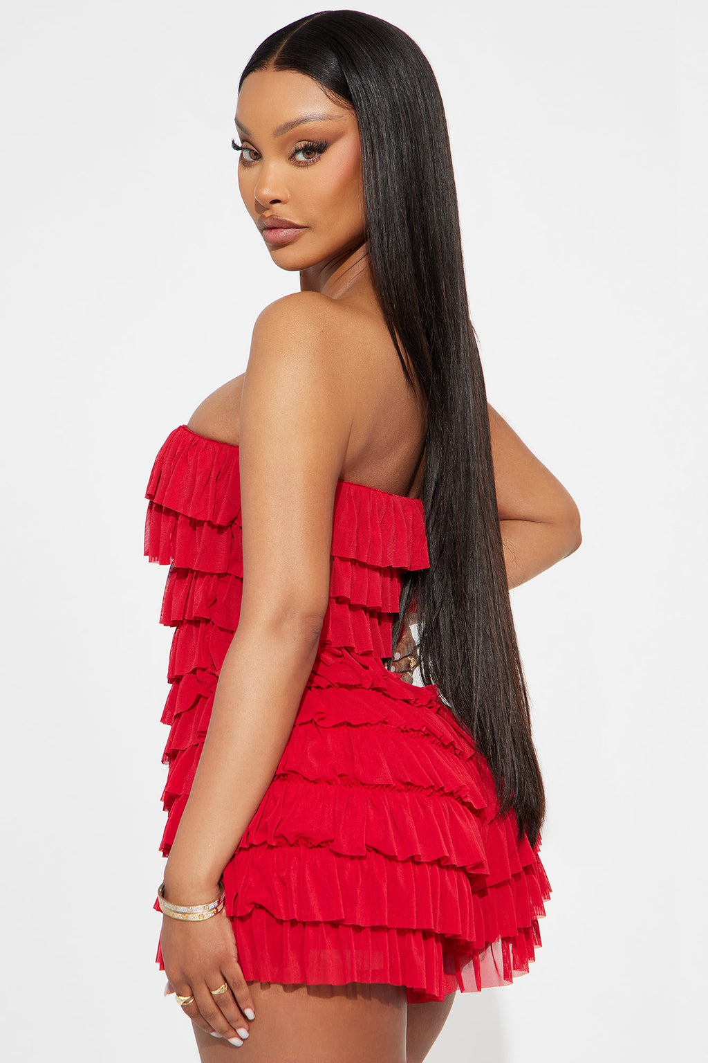 Good Girl Gone Rogue Mesh Romper - Red