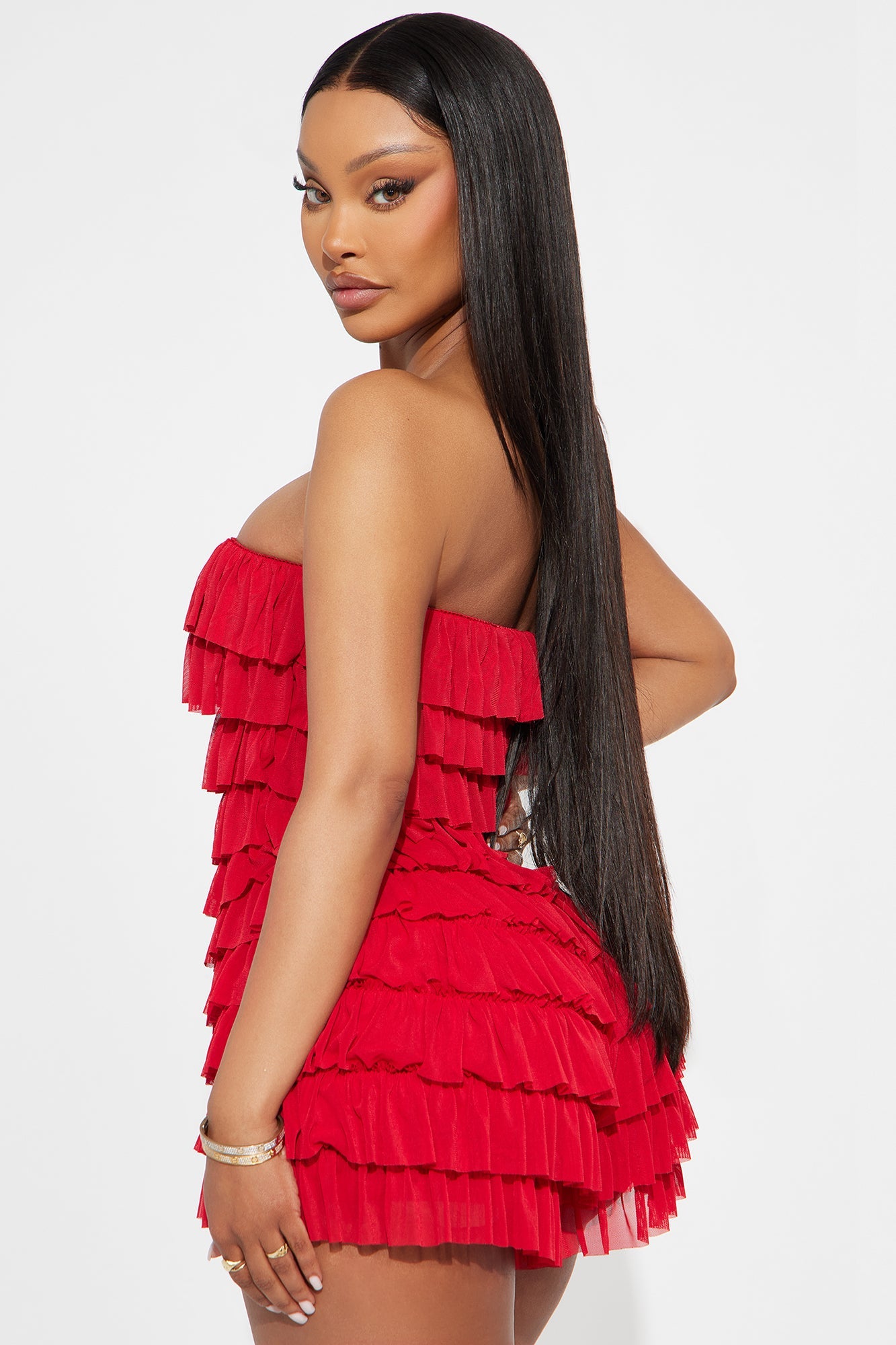 Good Girl Gone Rogue Mesh Romper - Red