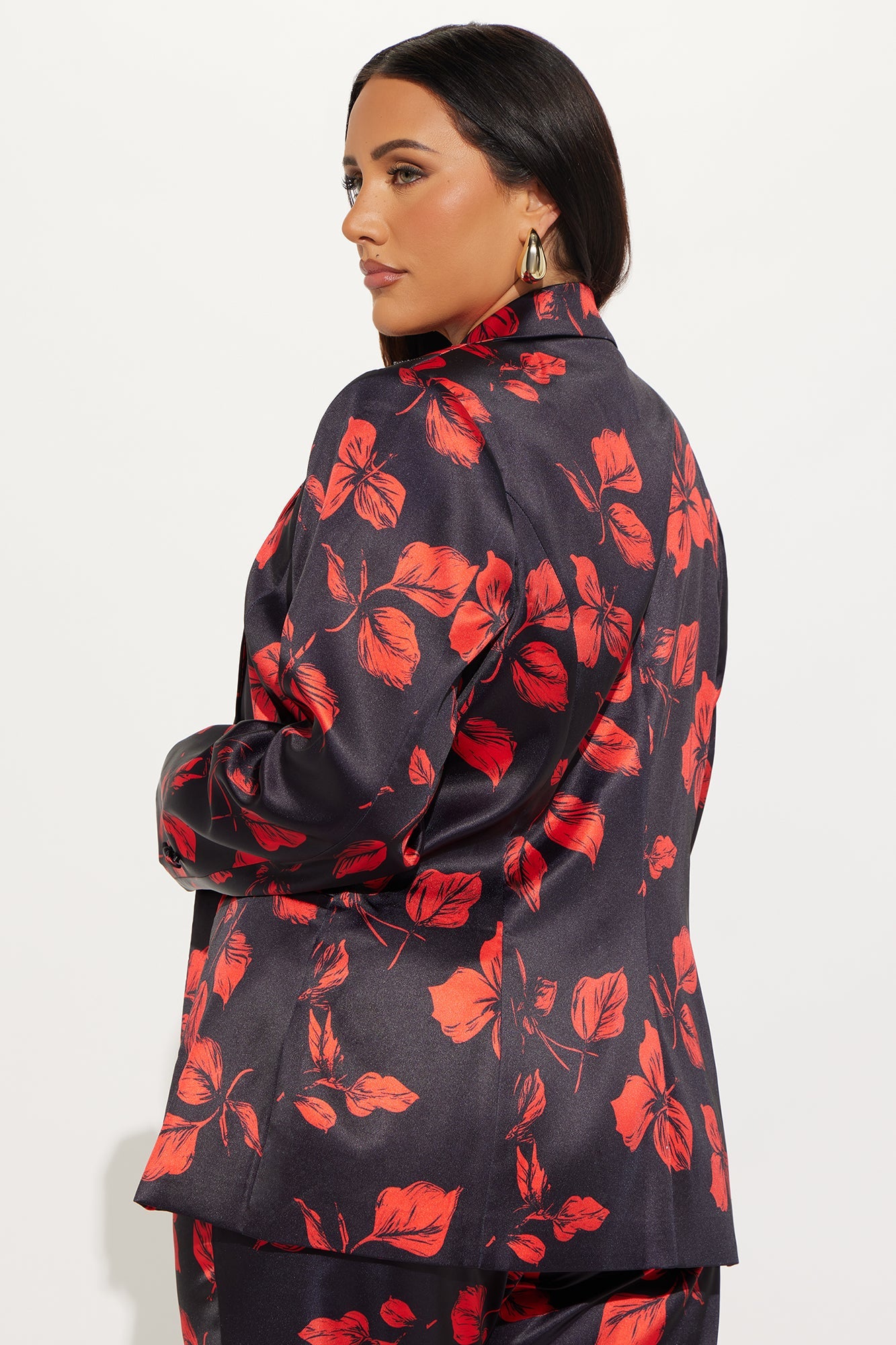 Wild Flower Satin Blazer - Black/combo