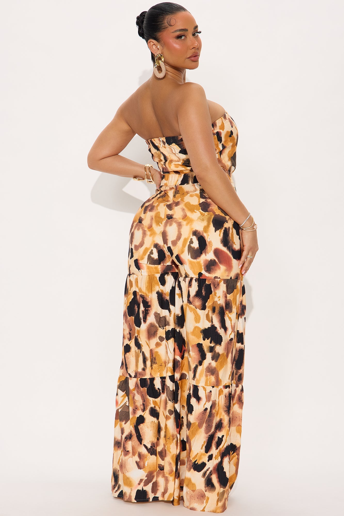 Octavia Wide Leg Tiered Jumpsuit - Leopard