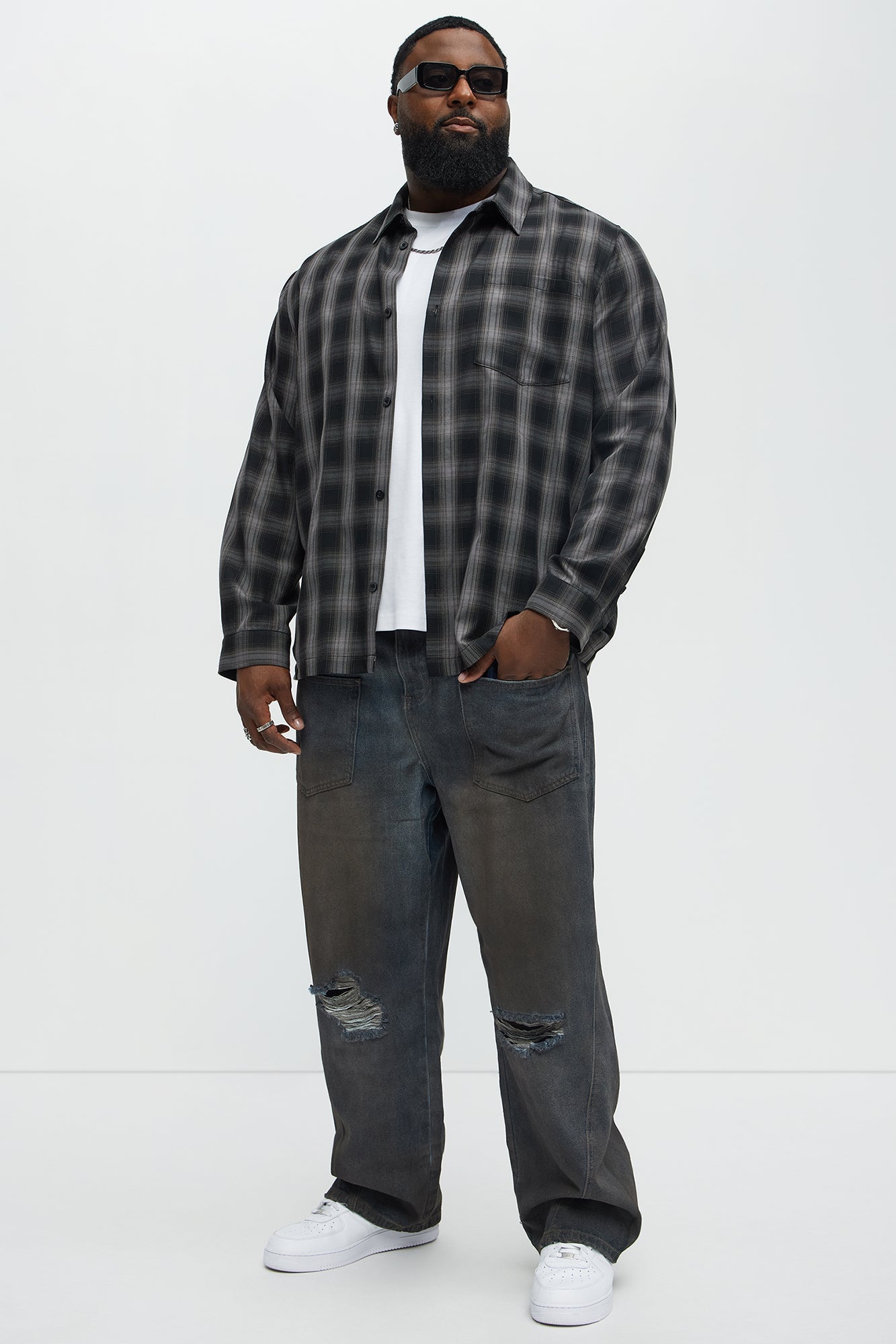 Be Up Front Dirty Baggy Jeans - Dark Wash