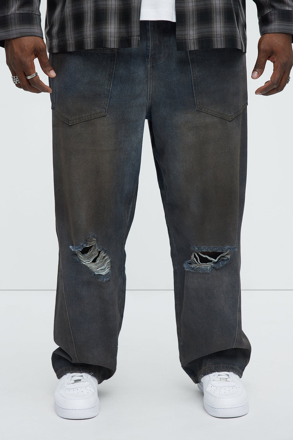 Be Up Front Dirty Baggy Jeans - Dark Wash