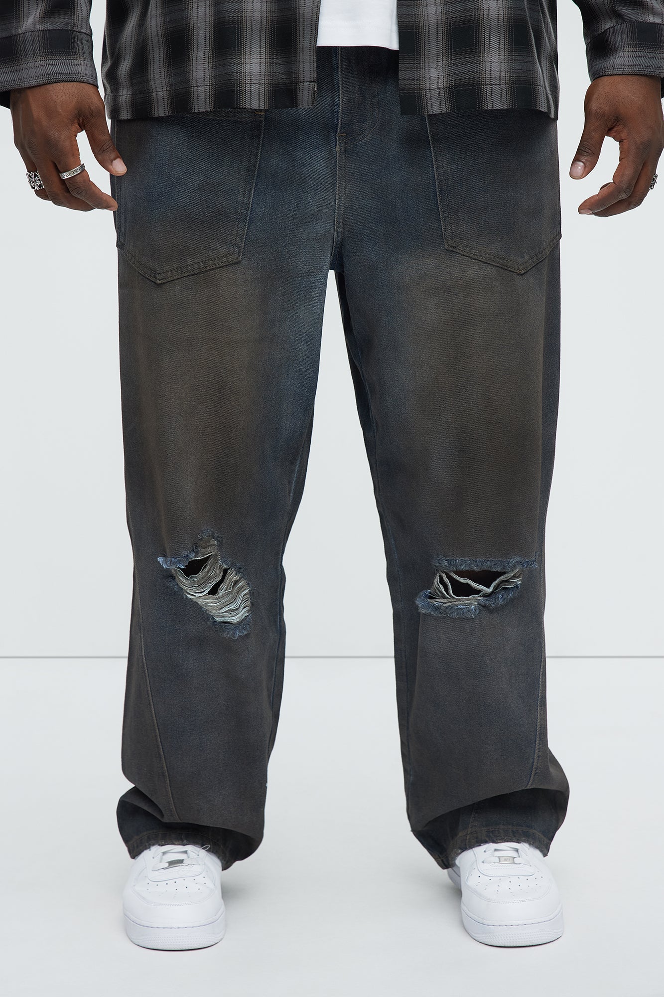 Be Up Front Dirty Baggy Jeans - Dark Wash