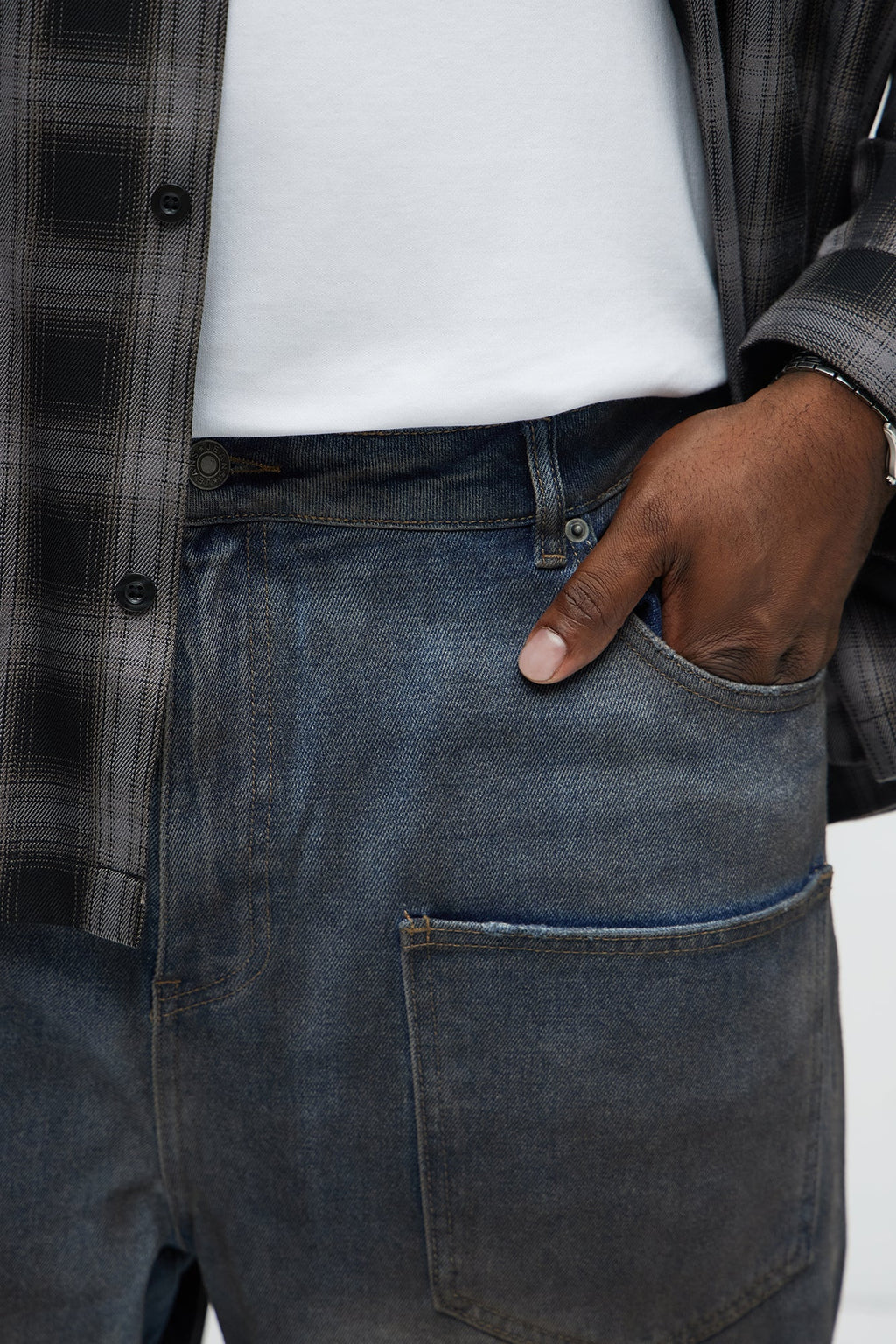 Be Up Front Dirty Baggy Jeans - Dark Wash