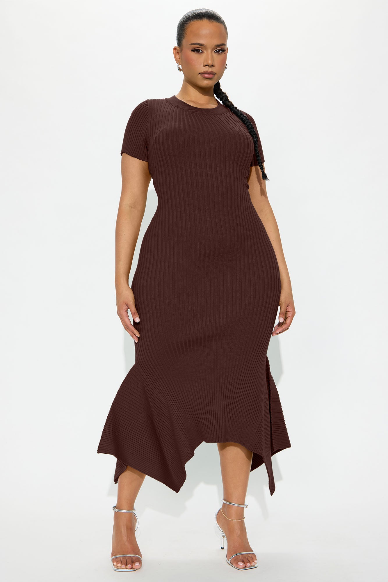 Rare Catch Ribbed Midi Dress - Chocolate