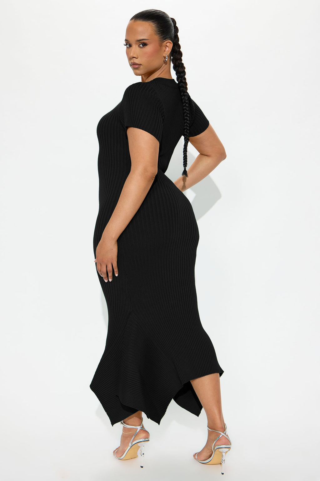 Rare Catch Ribbed Midi Dress - Black
