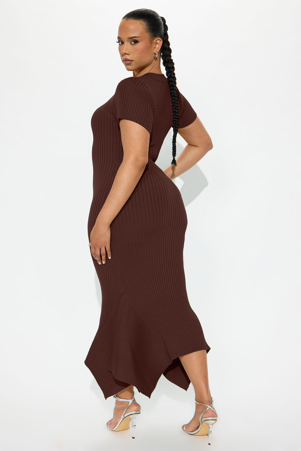 Rare Catch Ribbed Midi Dress - Chocolate