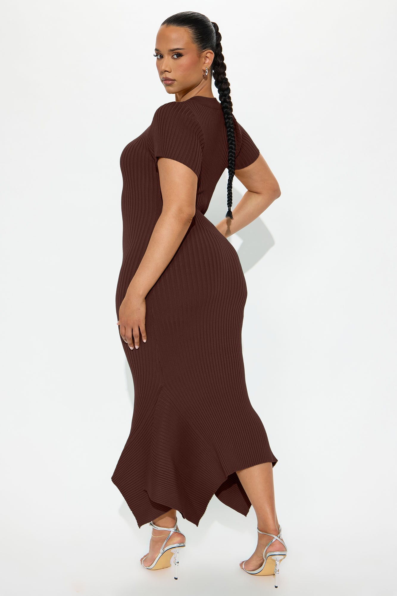 Rare Catch Ribbed Midi Dress - Chocolate