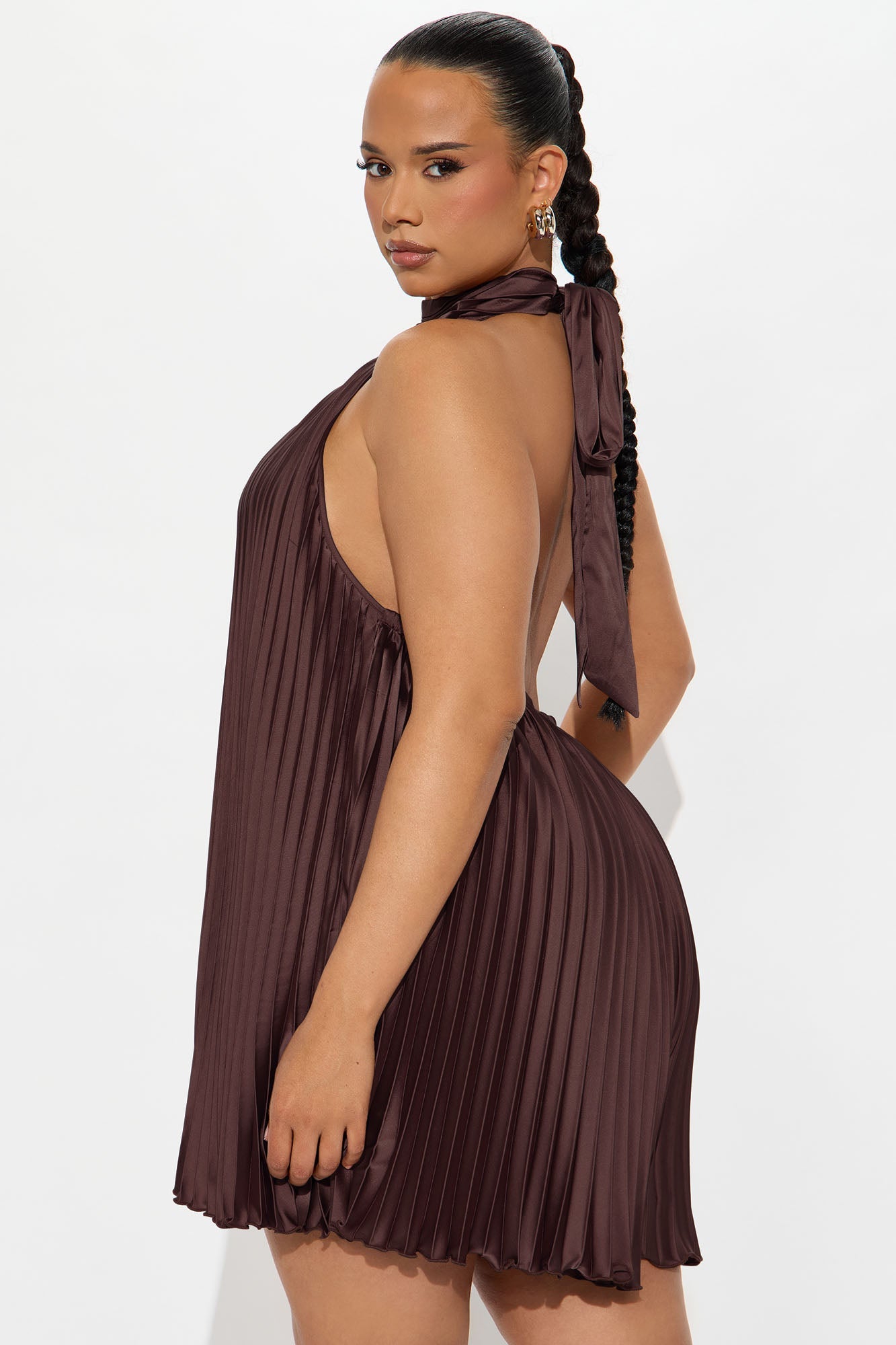Island Mist Pleated Romper - Chocolate