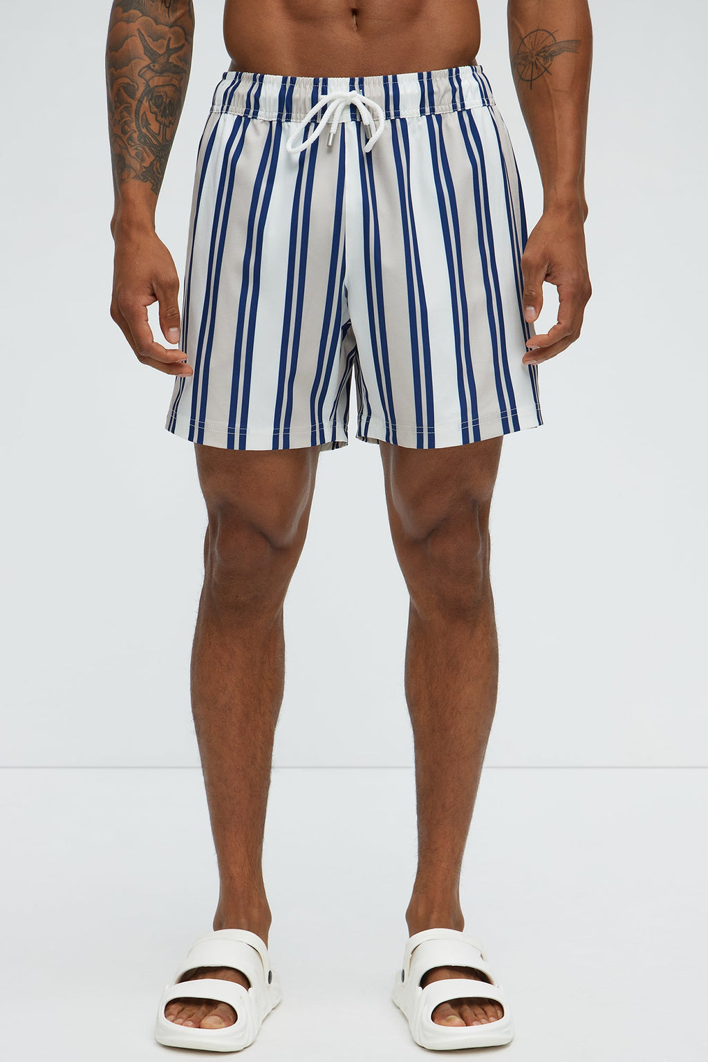 All Over Striped Striped Swim Mid Trunk - Blue/combo