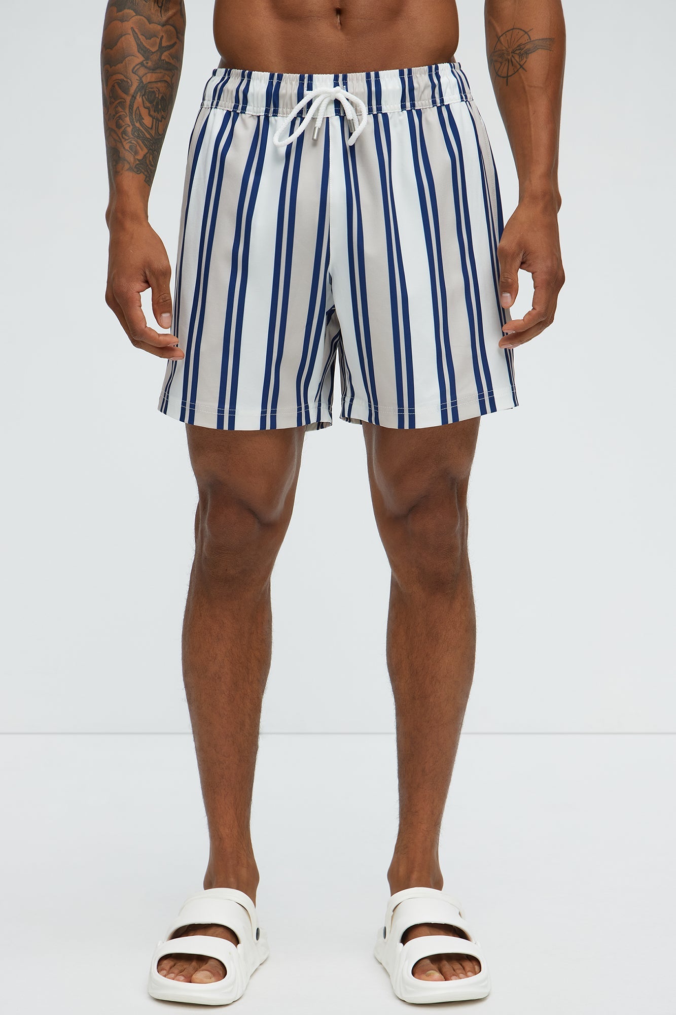 All Over Striped Striped Swim Mid Trunk - Blue/combo